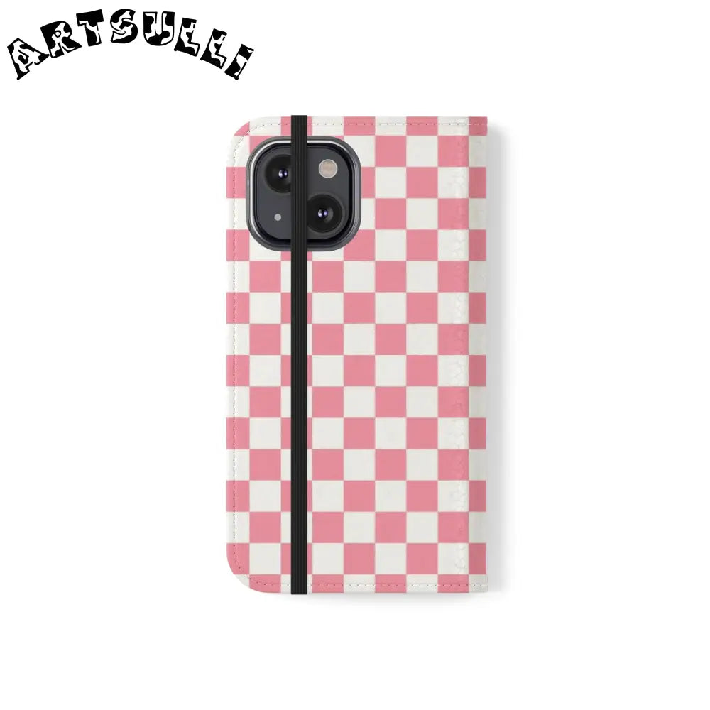 JAKKOUTTHEBXX Pink and White Checkered Flip Case 2025