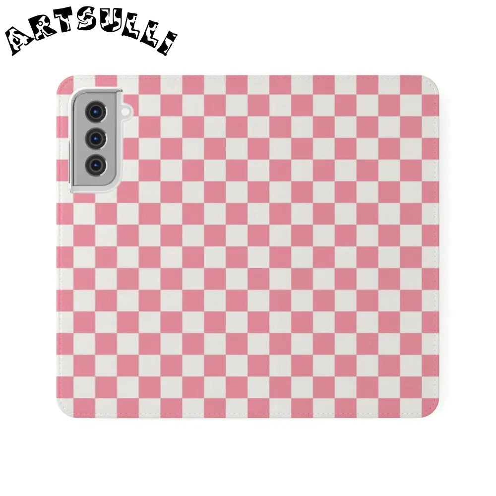 JAKKOUTTHEBXX Pink and White Checkered Flip Case 2025