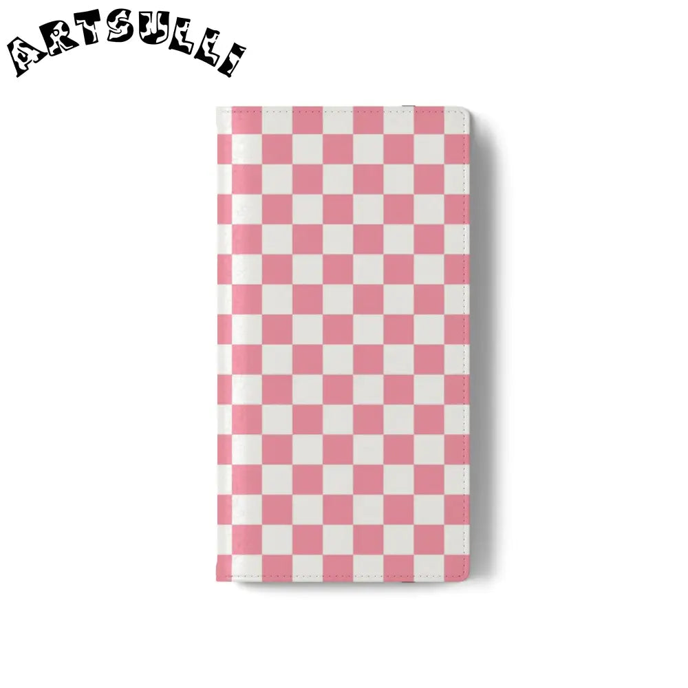 JAKKOUTTHEBXX Pink and White Checkered Flip Case 2025