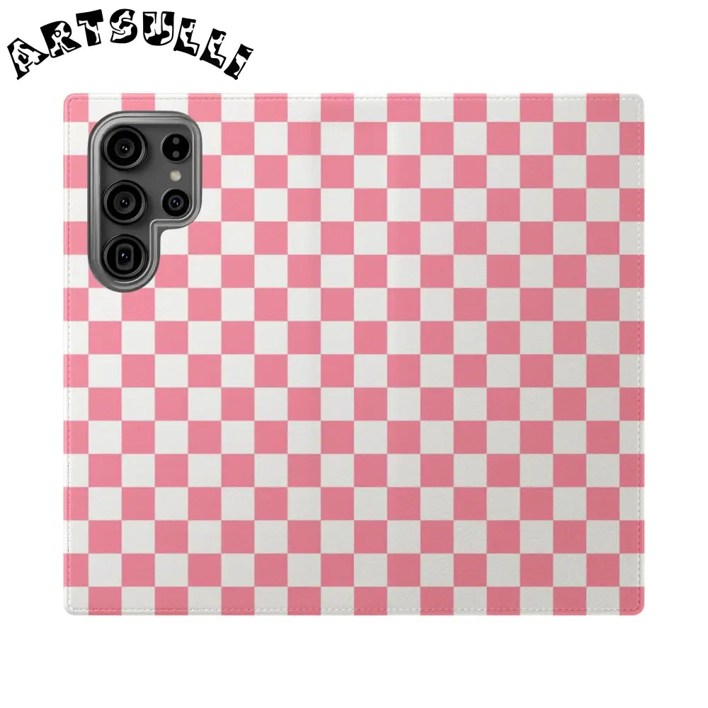 JAKKOUTTHEBXX Pink and White Checkered Flip Case 2025