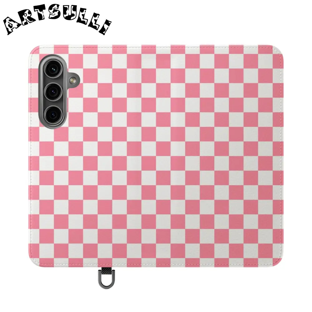 JAKKOUTTHEBXX Pink and White Checkered Flip Case 2025