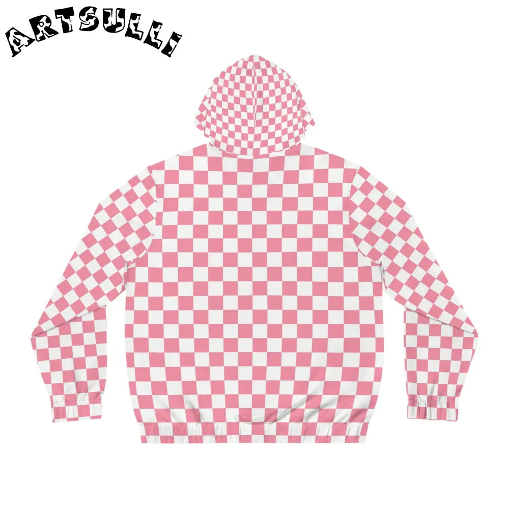 JAKKOUTTHEBXX Pink and White Checkered Full Zip Hoodie 2025