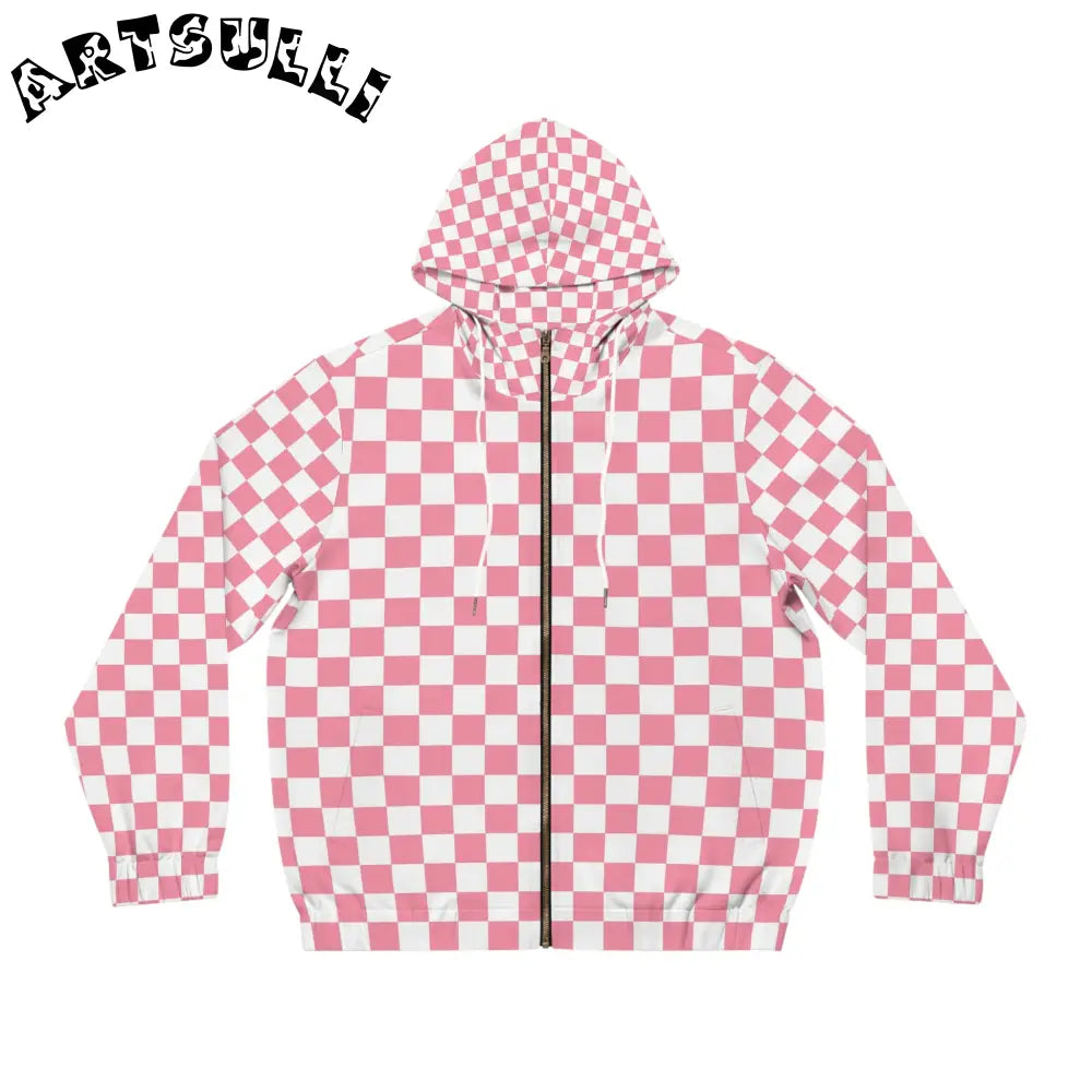 Brigandine Checkered Scene Men's Full-Zip Hoodie (AOP), Artsulli - Art is Long, Life is Short, All Over Prints, Size, S, Color, White, , , 16915661191388025832