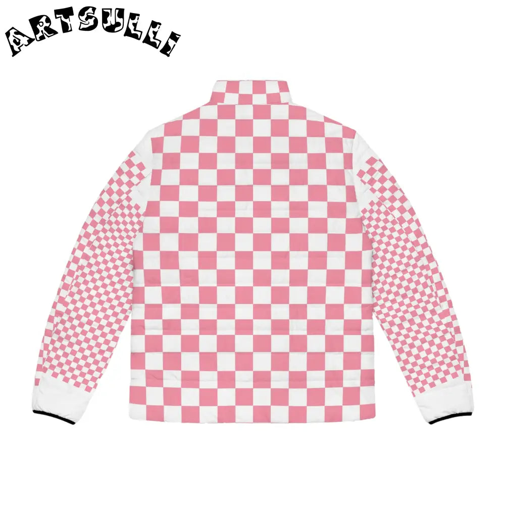 JAKKOUTTHEBXX Pink Checkerboard Fleece Puffer Jacket 2025