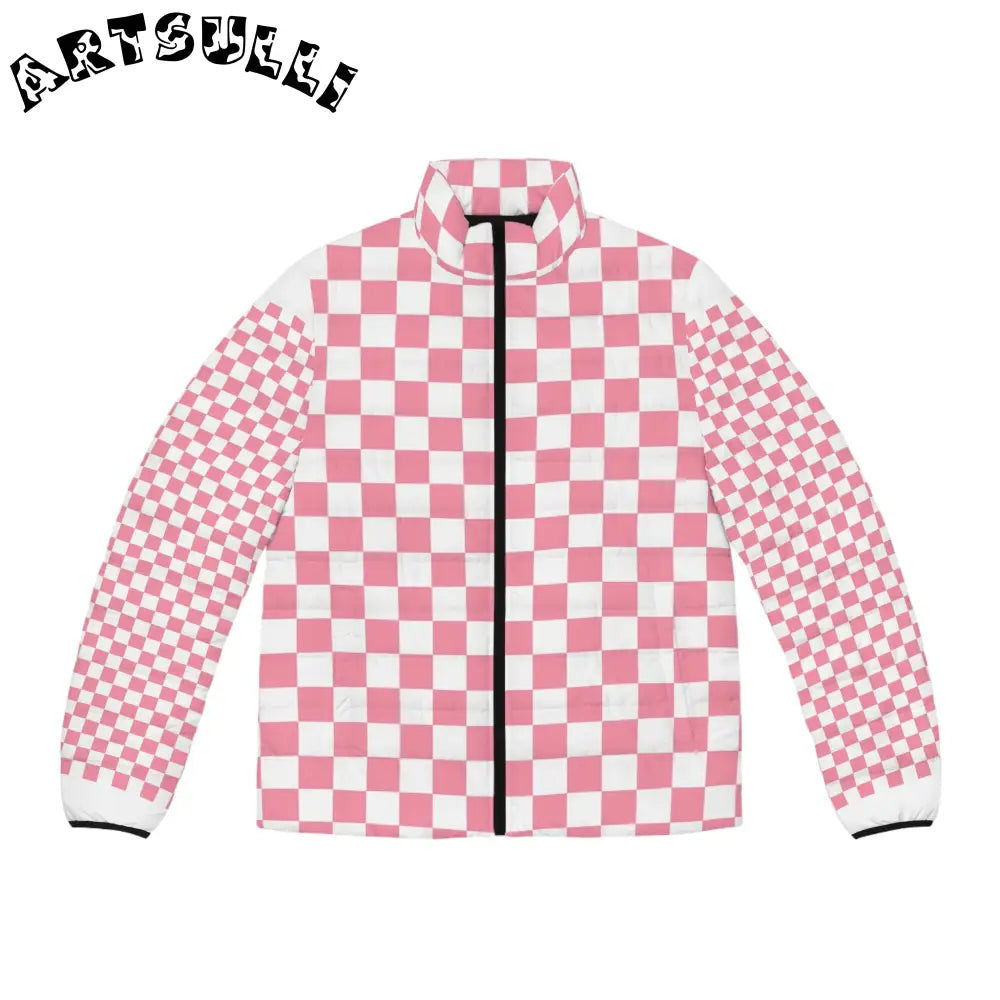 Brigandine Checkered Scene Men's Puffer Jacket (AOP), Artsulli - Art is Long, Life is Short, All Over Prints, Size, S, Color, Black zipper, , , 79227409370980668156