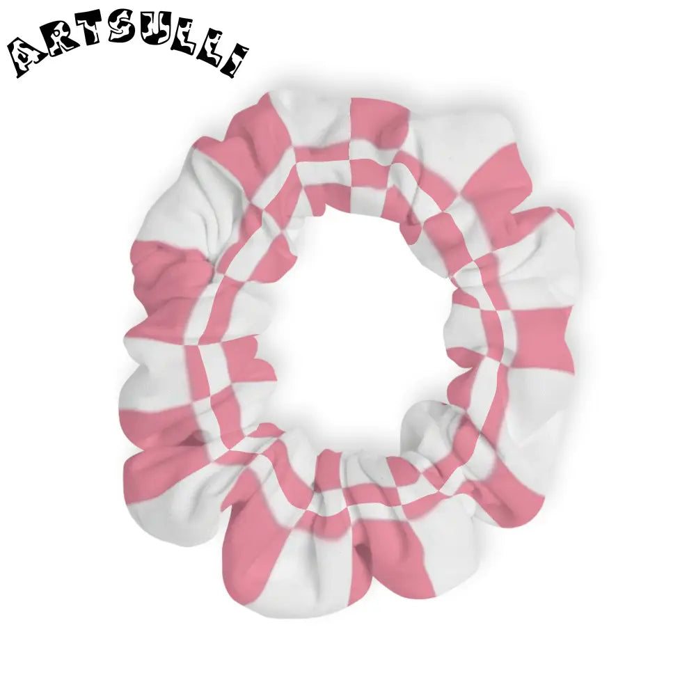 JAKKOUTTHEBXX Pink and White Checkered Jersey Scrunchie 2025