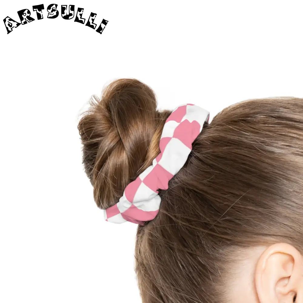 JAKKOUTTHEBXX Pink and White Checkered Jersey Scrunchie 2025