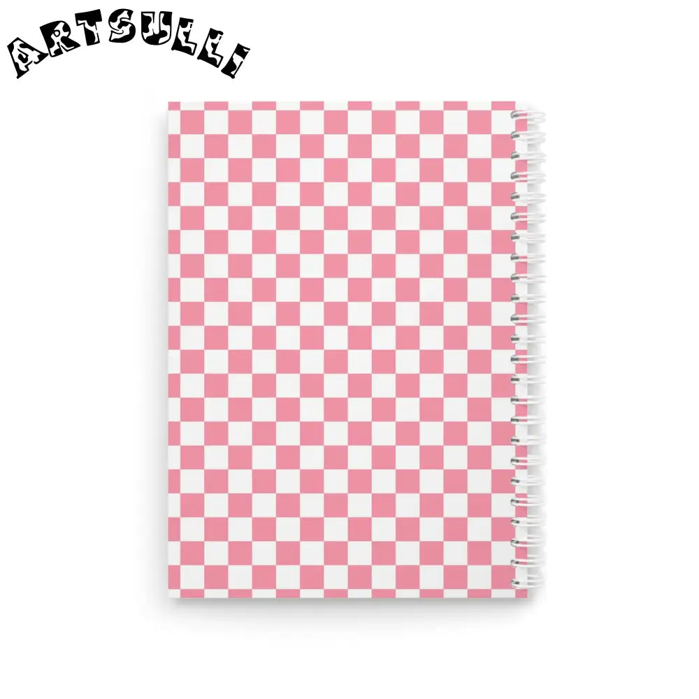 JAKKOUTTHEBXX Pink and White Checkered Wide-Ruled Spiral Notebook 2025