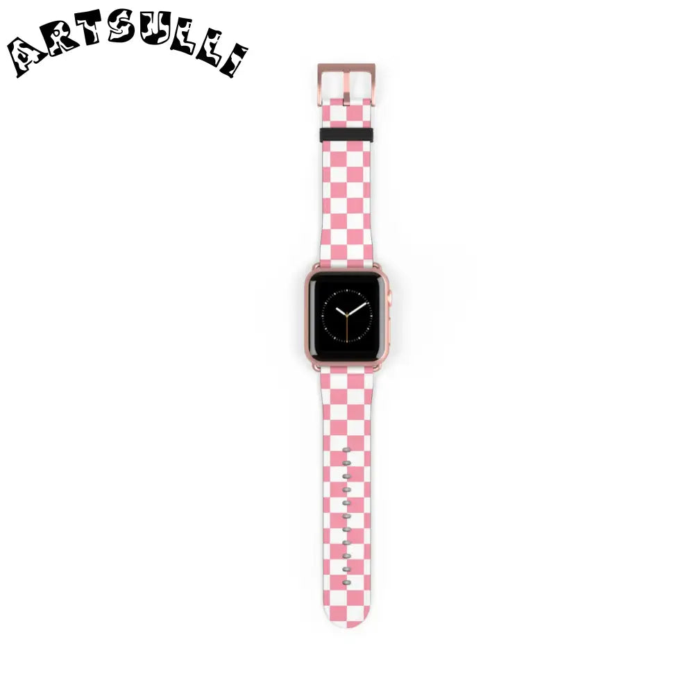 Brigandine Checkered Scene Watch Band, Artsulli - Art is Long, Life is Short, Accessories, Size, 38 - 41 mm, Color, Rose Gold Matte, , , 21372036682127287481