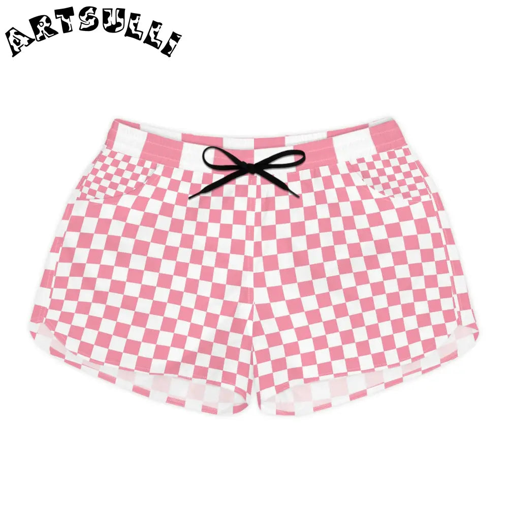 Brigandine Checkered Scene Women's Casual Shorts (AOP), Artsulli - Art is Long, Life is Short, All Over Prints, Size, S, Color, Black drawstring, , , 52509213541193939904