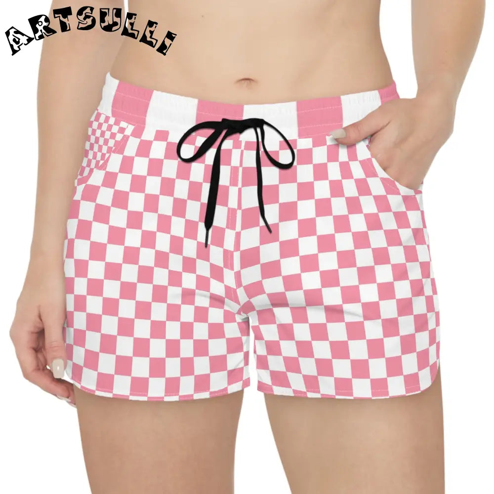 JAKKOUTTHEBXX Pink and White Checkered Shorts 2025