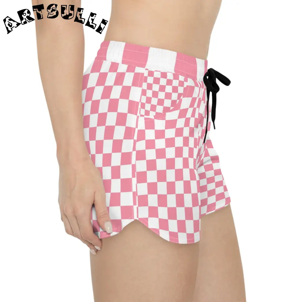 JAKKOUTTHEBXX Pink and White Checkered Shorts 2025