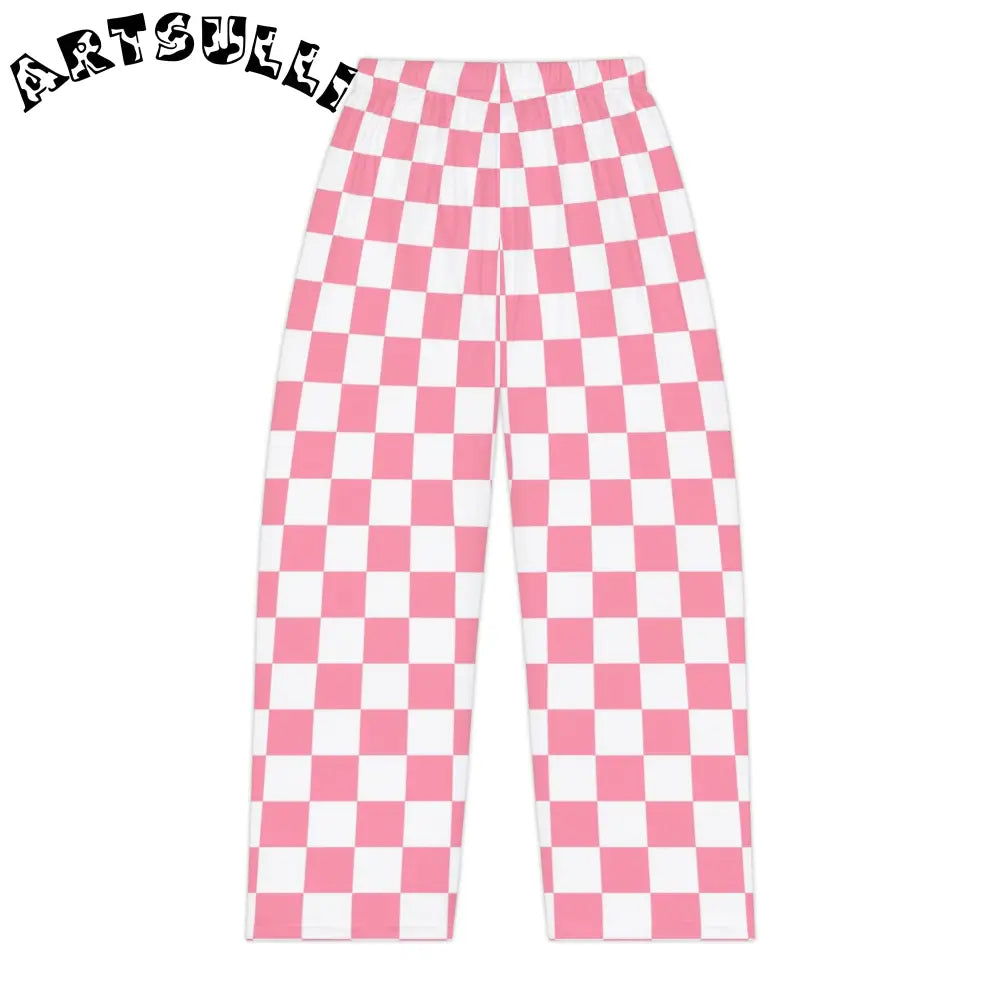 JAKKOUTTHEBXX Pink Checkerboard Wide Leg Pajama Pants 2025