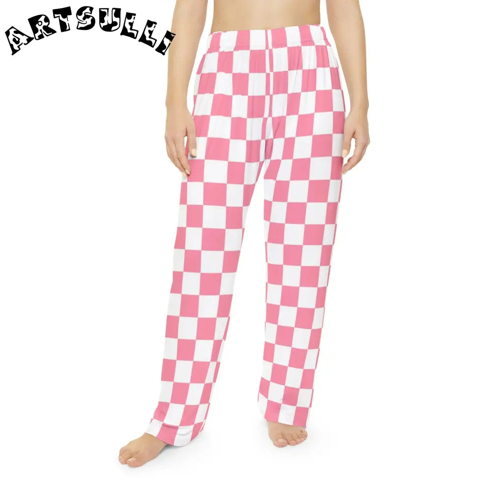 JAKKOUTTHEBXX Pink Checkerboard Wide Leg Pajama Pants 2025