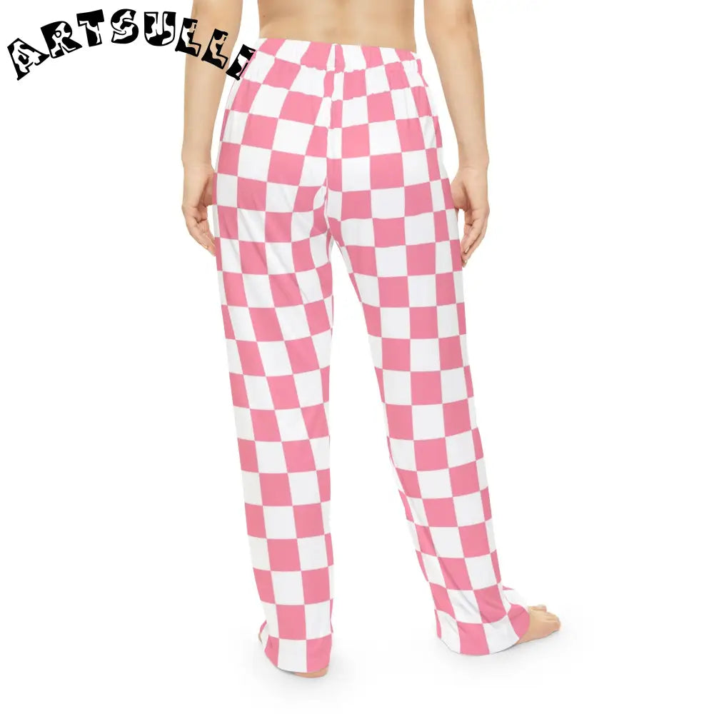 JAKKOUTTHEBXX Pink Checkerboard Wide Leg Pajama Pants 2025