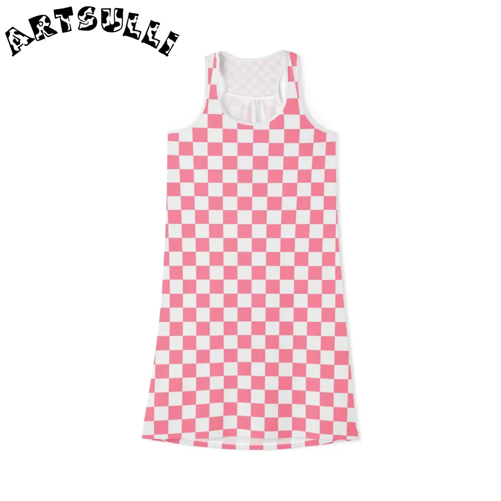Brigandine Checkered Scene Women's Racerback Dress (AOP), Artsulli - Art is Long, Life is Short, Tank Top, Size, XS, Color, White, , , 31961863525953547075