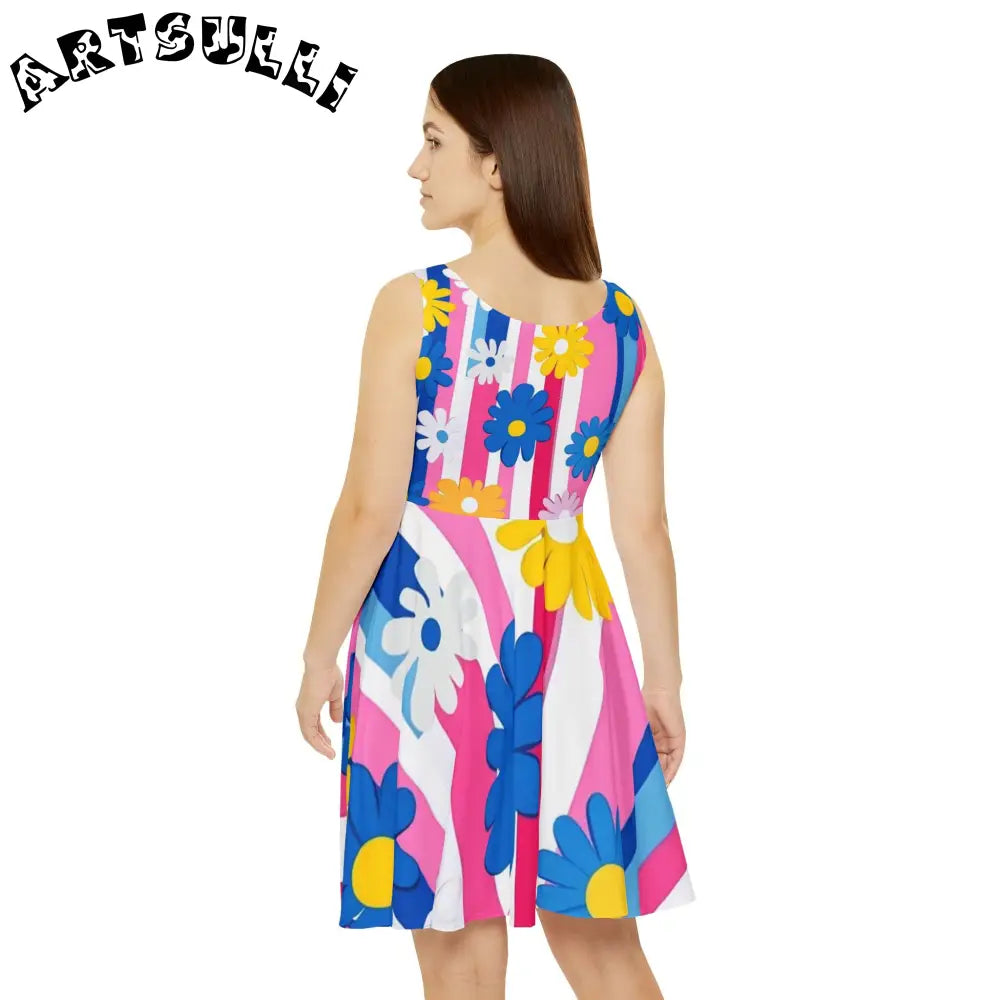 JAKKOUTTHEBXX Bright Floral Stripe Custom Skater Dress 2025