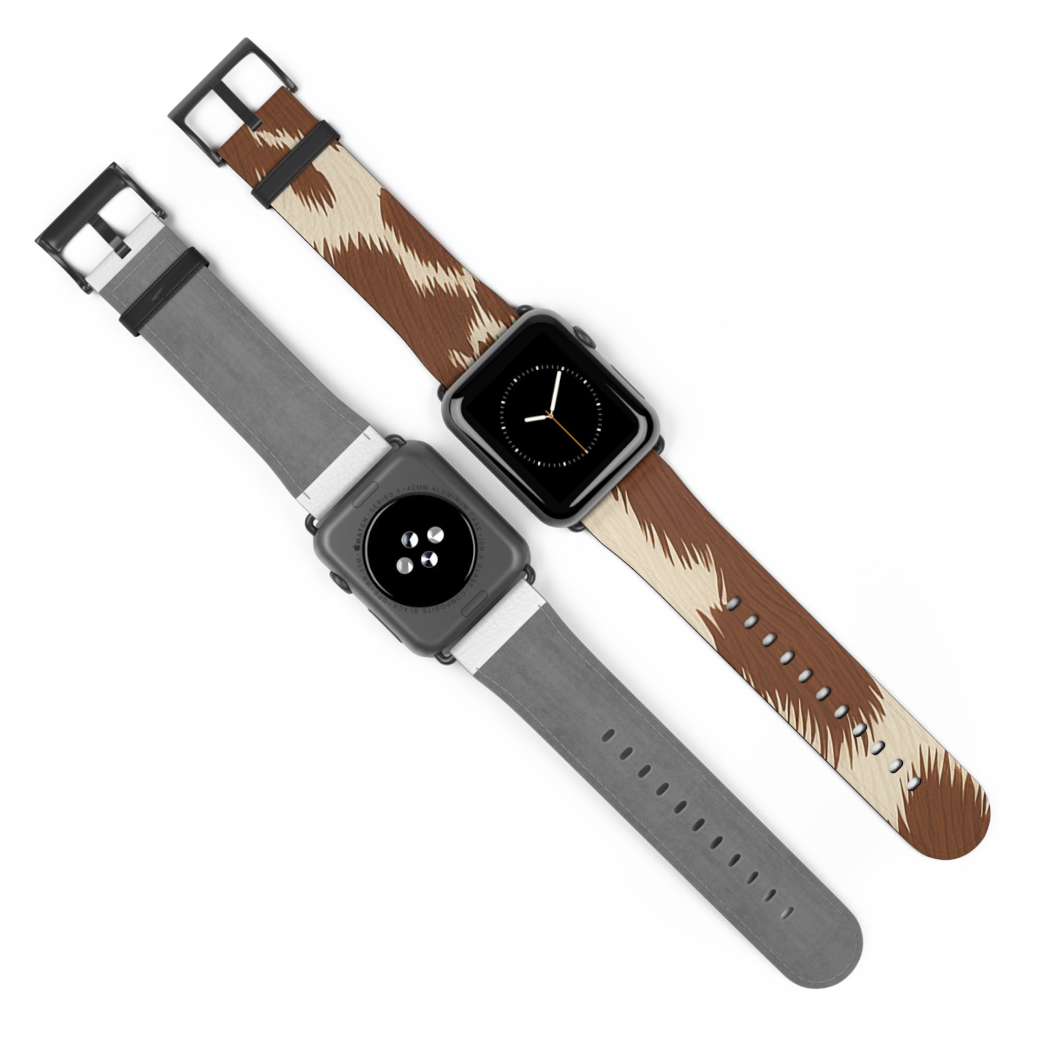 Brown and Beige Patterned Faux Leather Apple Watch Strap, Artsulli - Art is Long, Life is Short, Accessories, , , , , , , 