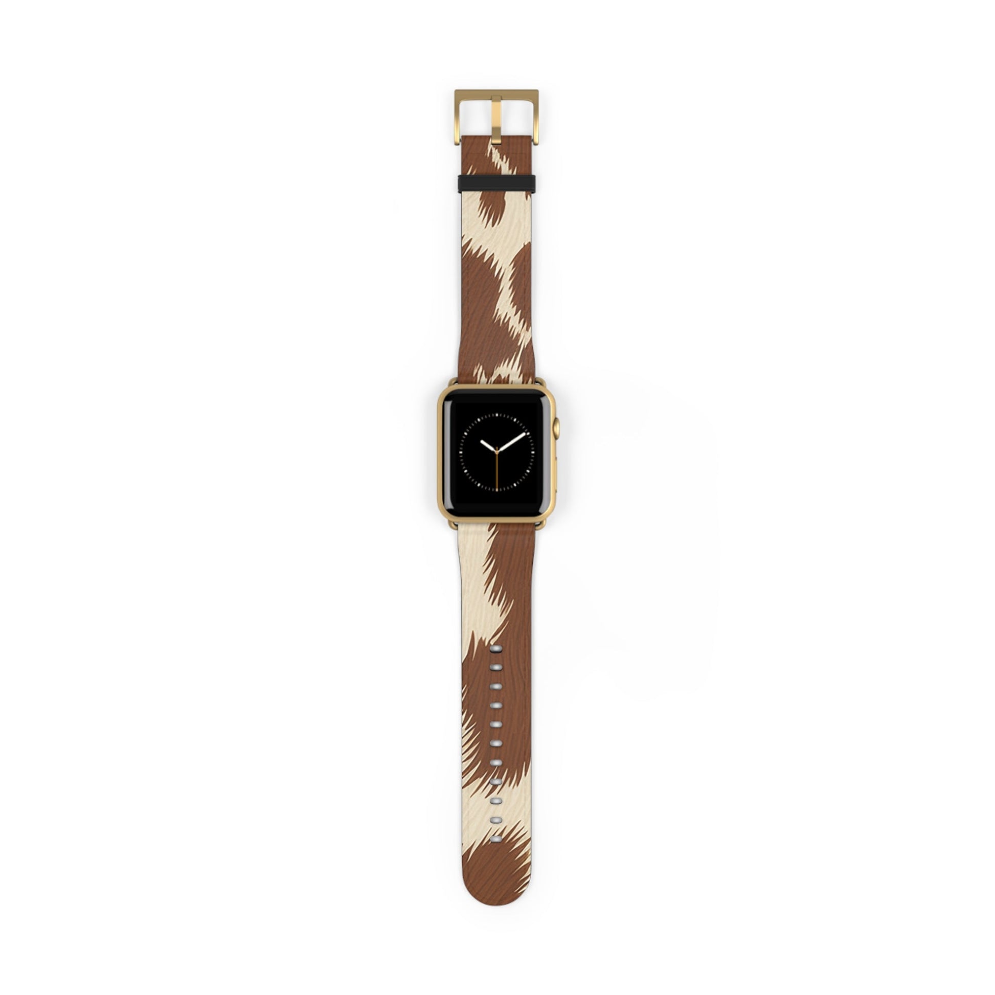 Brown and Beige Patterned Faux Leather Apple Watch Strap, Artsulli - Art is Long, Life is Short, Accessories, Size, 42 - 45 mm, Color, Gold Matte, , , 82132627871421836550