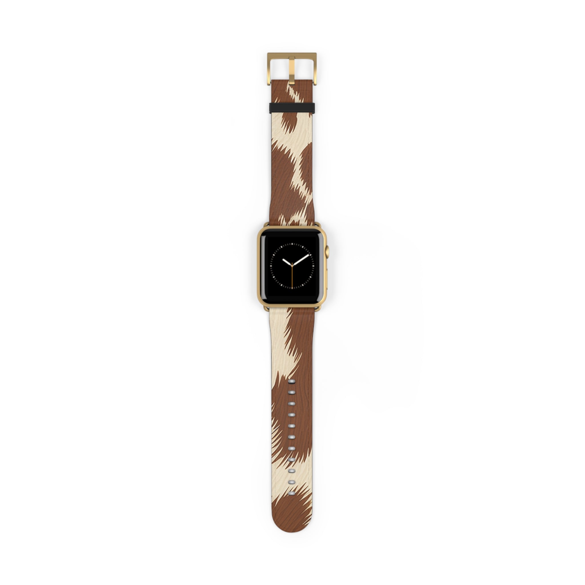 Brown and Beige Patterned Faux Leather Apple Watch Strap, Artsulli - Art is Long, Life is Short, Accessories, Size, 42 - 45 mm, Color, Gold Matte, , , 82132627871421836550