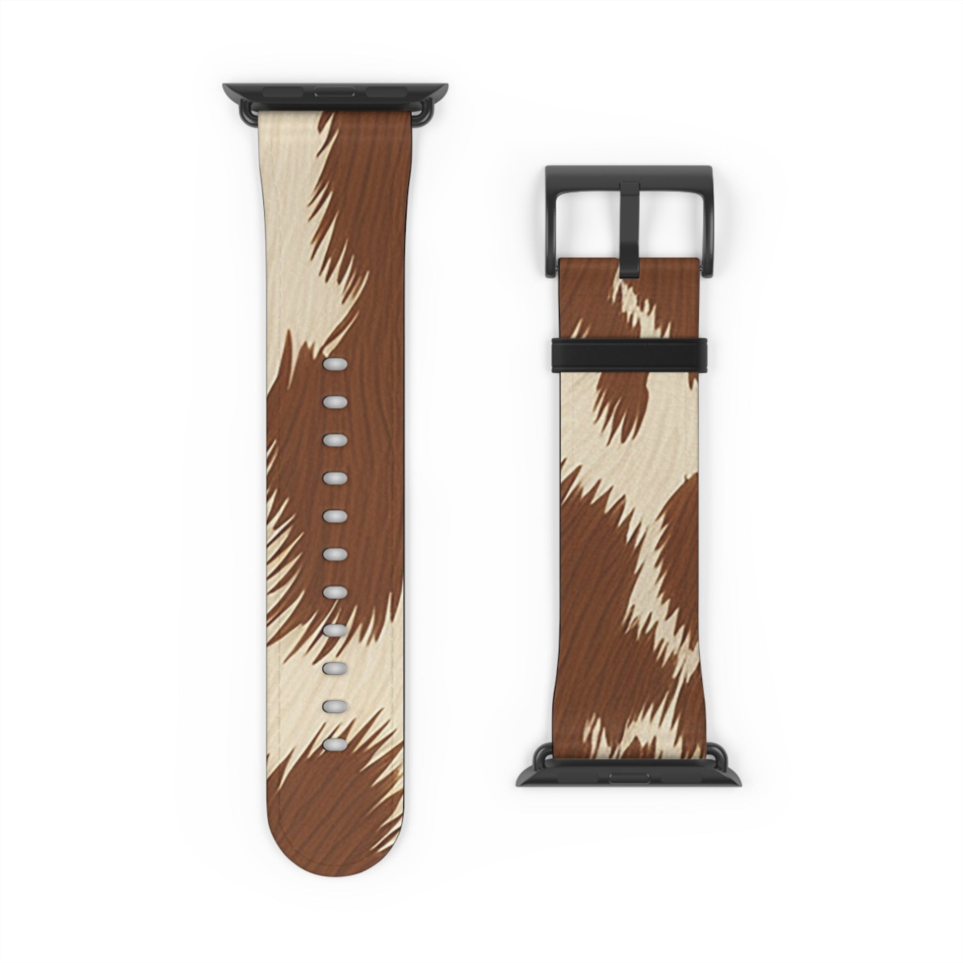 Brown and Beige Patterned Faux Leather Apple Watch Strap, Artsulli - Art is Long, Life is Short, Accessories, , , , , , , 