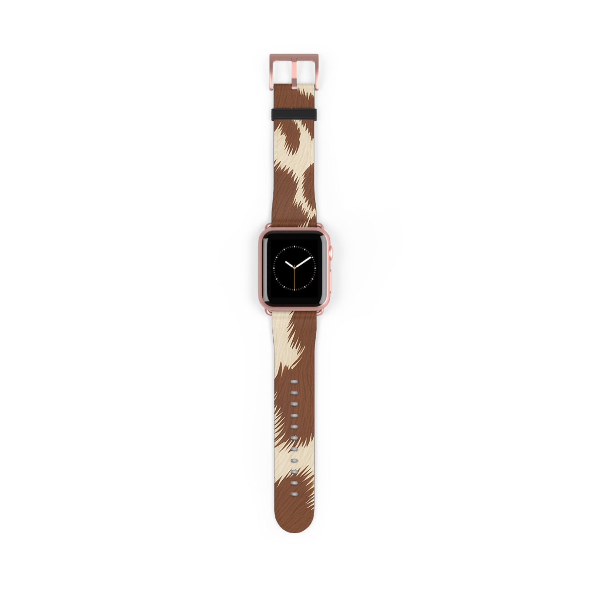 Brown and Beige Patterned Faux Leather Apple Watch Strap, Artsulli - Art is Long, Life is Short, Accessories, Size, 38 - 41 mm, Color, Rose Gold Matte, , , 26218838649180143111