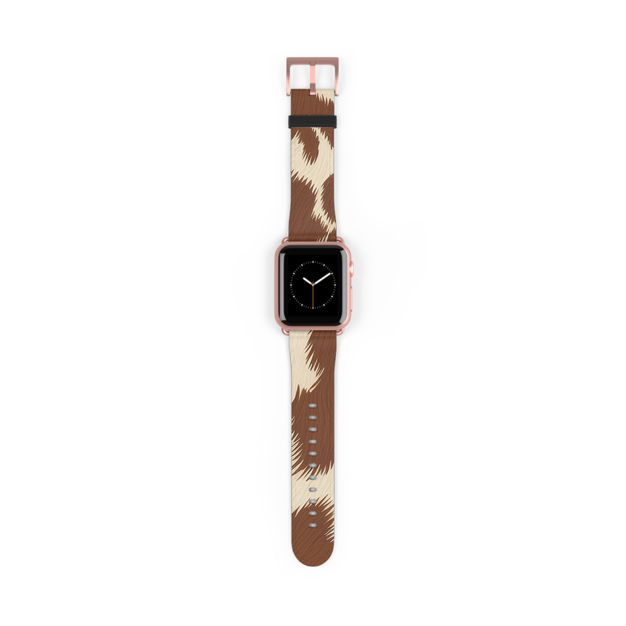 Brown and Beige Patterned Faux Leather Apple Watch Strap, Artsulli - Art is Long, Life is Short, Accessories, Size, 38 - 41 mm, Color, Rose Gold Matte, , , 26218838649180143111