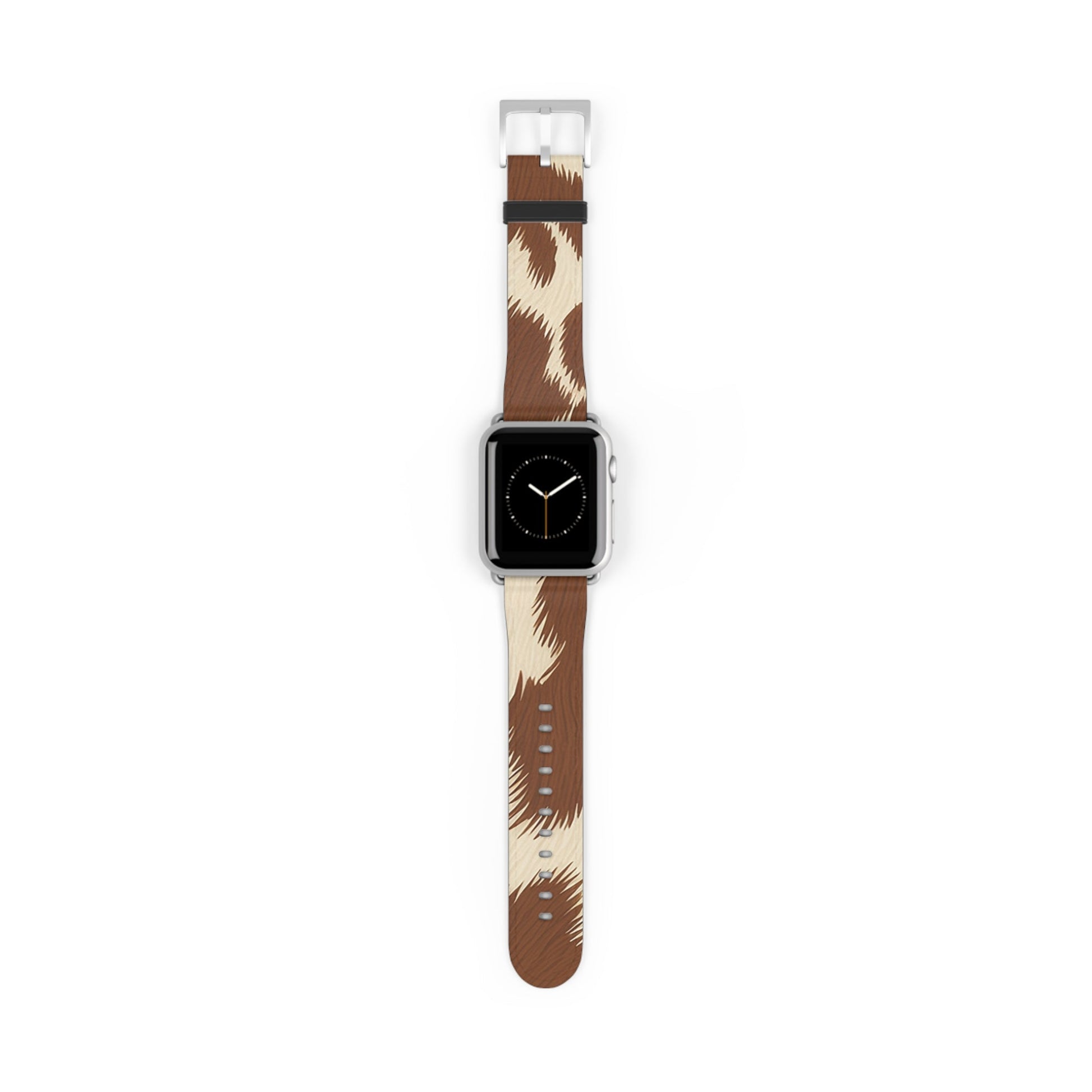 Brown and Beige Patterned Faux Leather Apple Watch Strap, Artsulli - Art is Long, Life is Short, Accessories, Size, 38 - 41 mm, Color, Silver Matte, , , 34941061513337185069