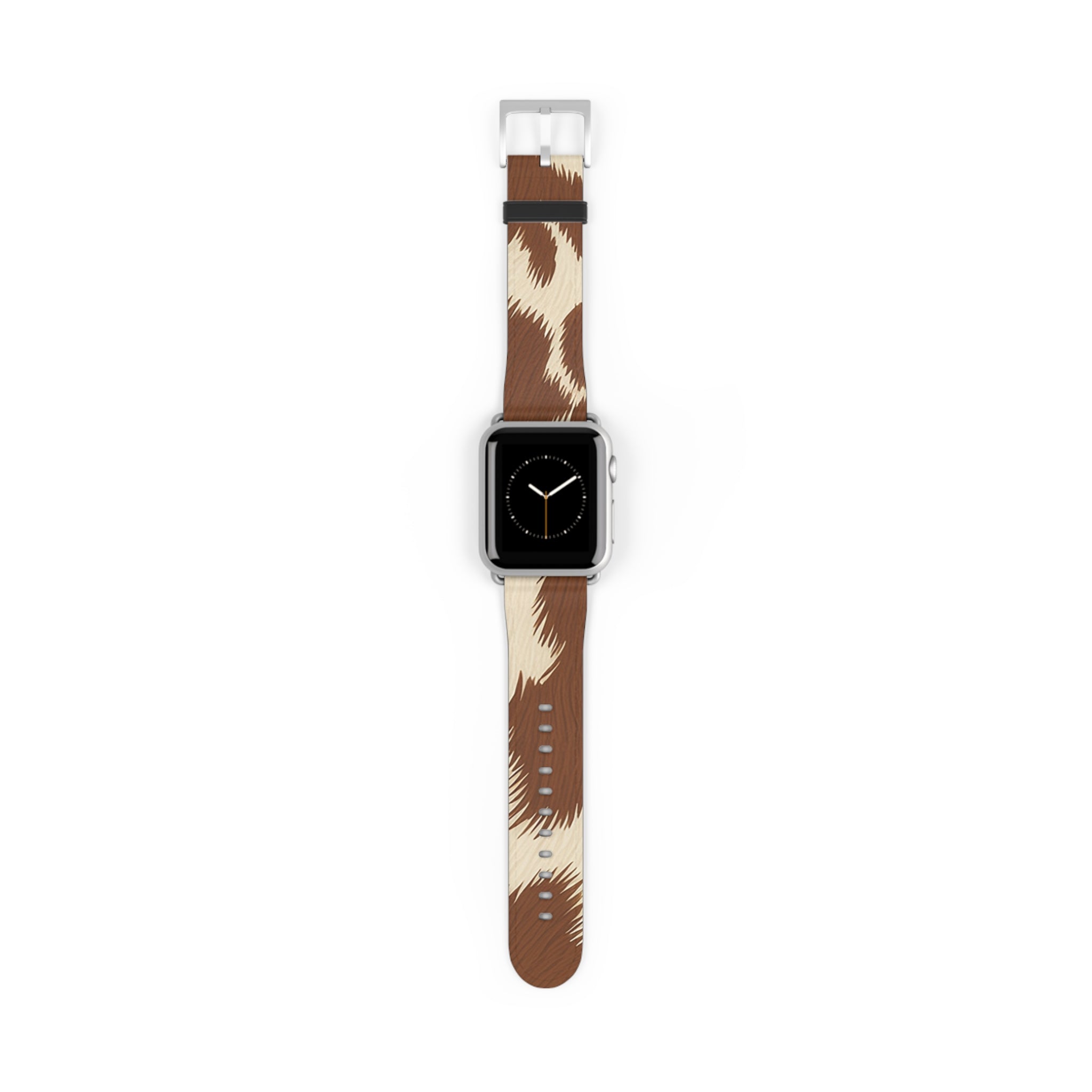 Brown and Beige Patterned Faux Leather Apple Watch Strap, Artsulli - Art is Long, Life is Short, Accessories, Size, 38 - 41 mm, Color, Silver Matte, , , 34941061513337185069