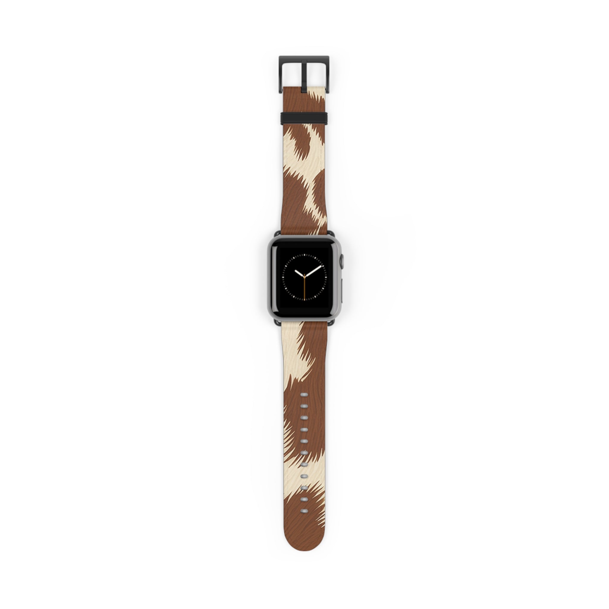 Brown and Beige Patterned Faux Leather Apple Watch Strap, Artsulli - Art is Long, Life is Short, Accessories, Size, 38 - 41 mm, Color, Black Matte, , , 32023032673024984663