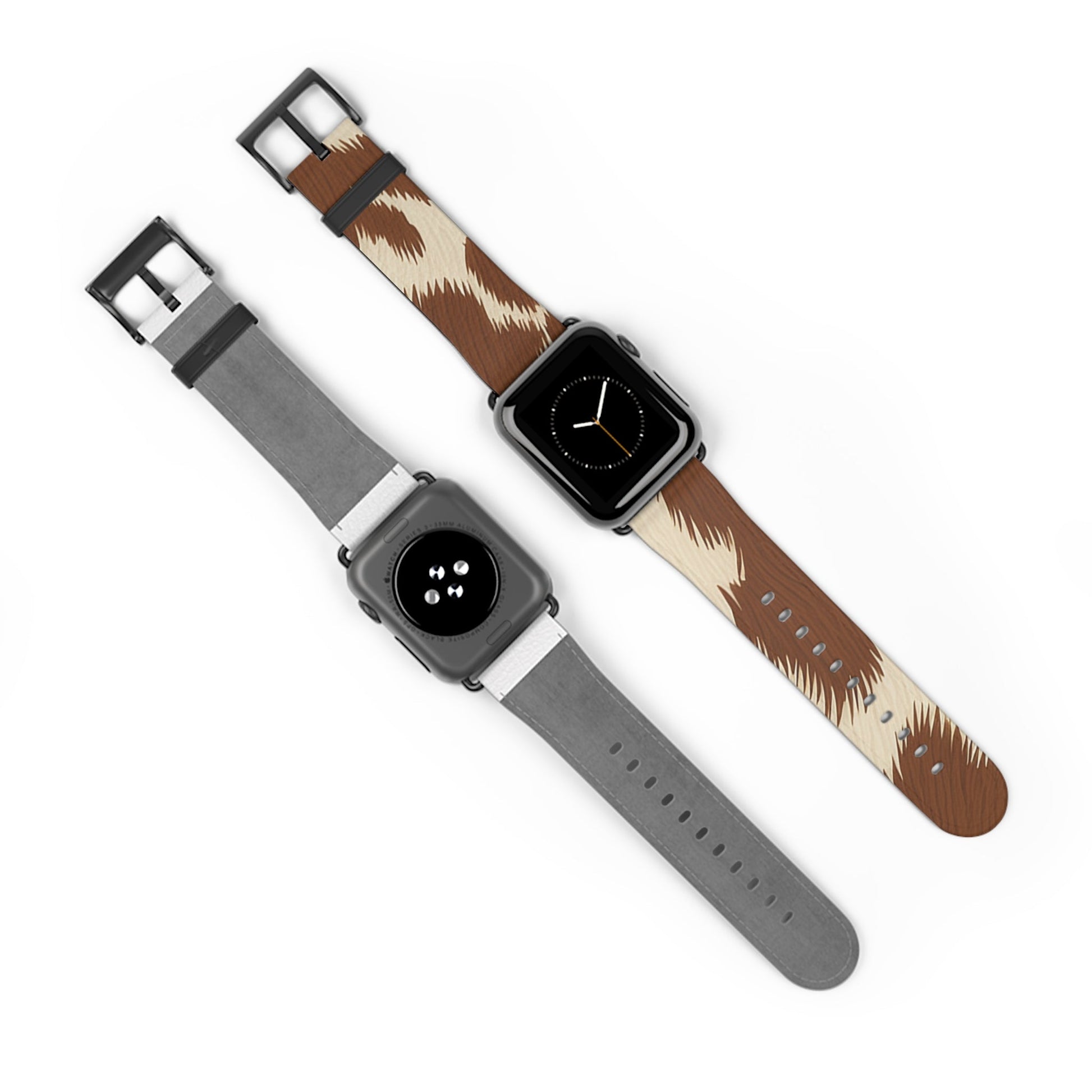 Brown and Beige Patterned Faux Leather Apple Watch Strap, Artsulli - Art is Long, Life is Short, Accessories, , , , , , , 