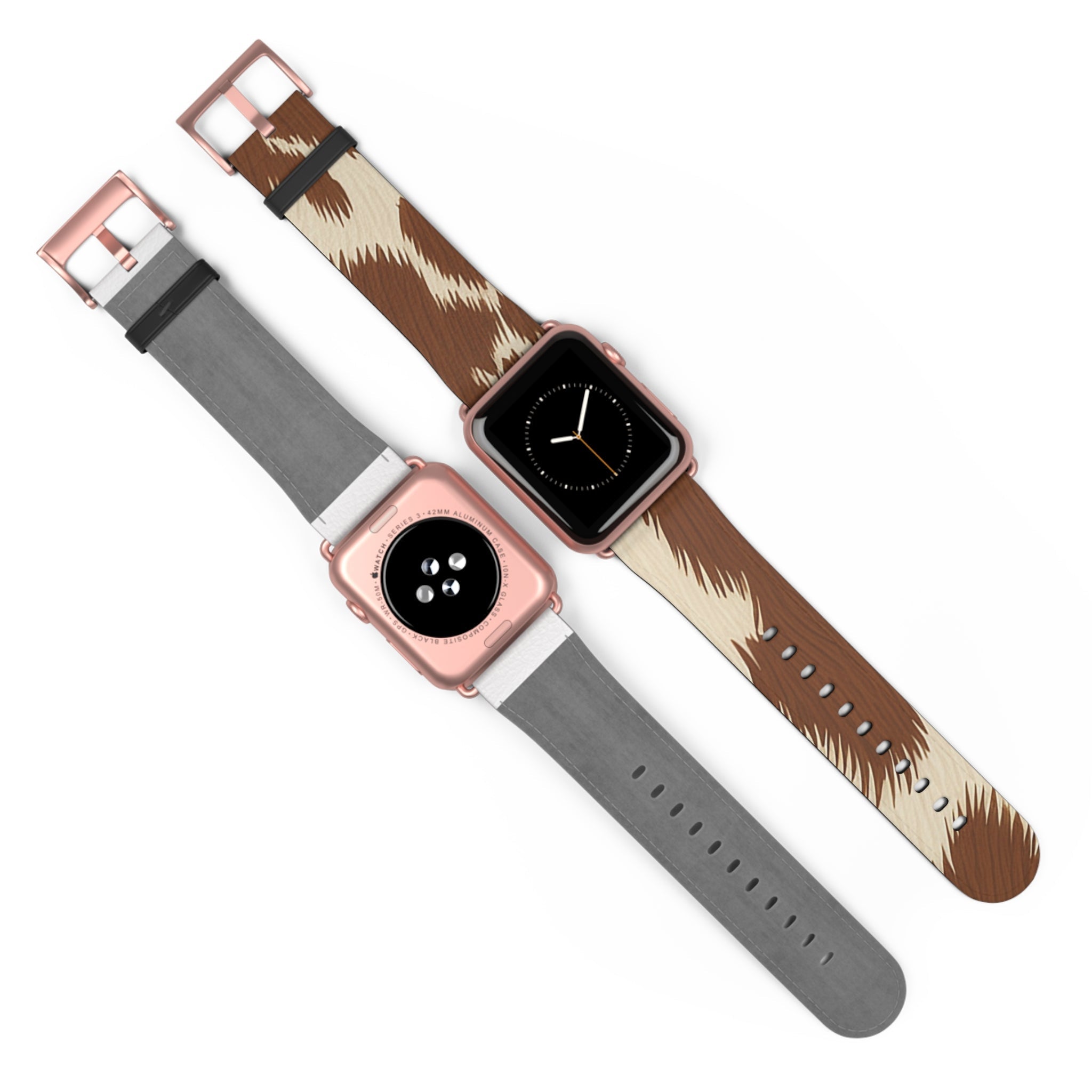 Brown and Beige Patterned Faux Leather Apple Watch Strap, Artsulli - Art is Long, Life is Short, Accessories, , , , , , , 