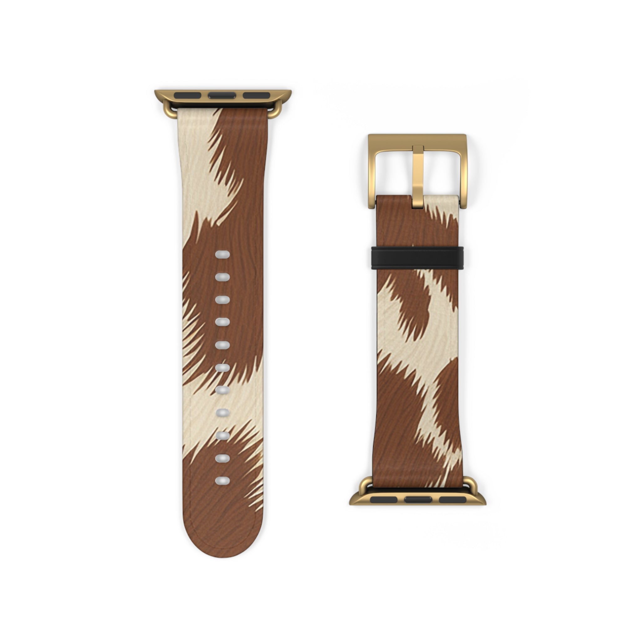 Brown and Beige Patterned Faux Leather Apple Watch Strap, Artsulli - Art is Long, Life is Short, Accessories, , , , , , , 