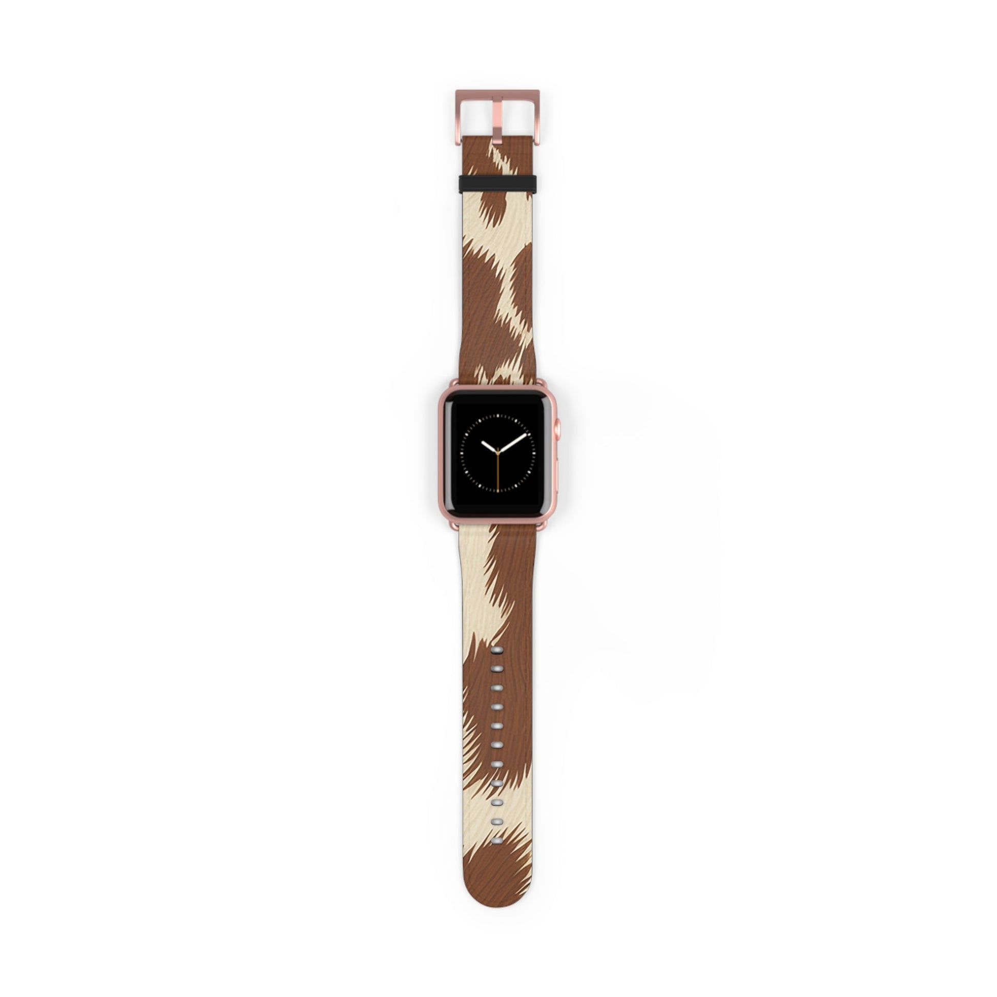 Brown and Beige Patterned Faux Leather Apple Watch Strap, Artsulli - Art is Long, Life is Short, Accessories, Size, 42 - 45 mm, Color, Rose Gold Matte, , , 14120344017704307879