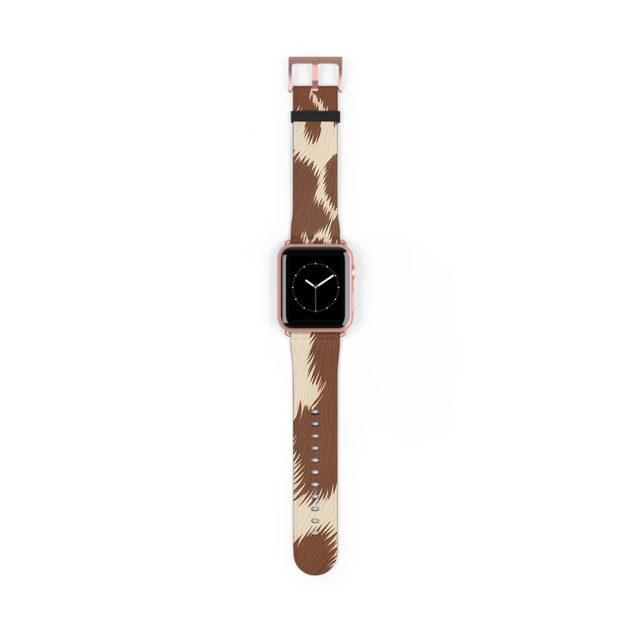 Brown and Beige Patterned Faux Leather Apple Watch Strap, Artsulli - Art is Long, Life is Short, Accessories, Size, 42 - 45 mm, Color, Rose Gold Matte, , , 14120344017704307879