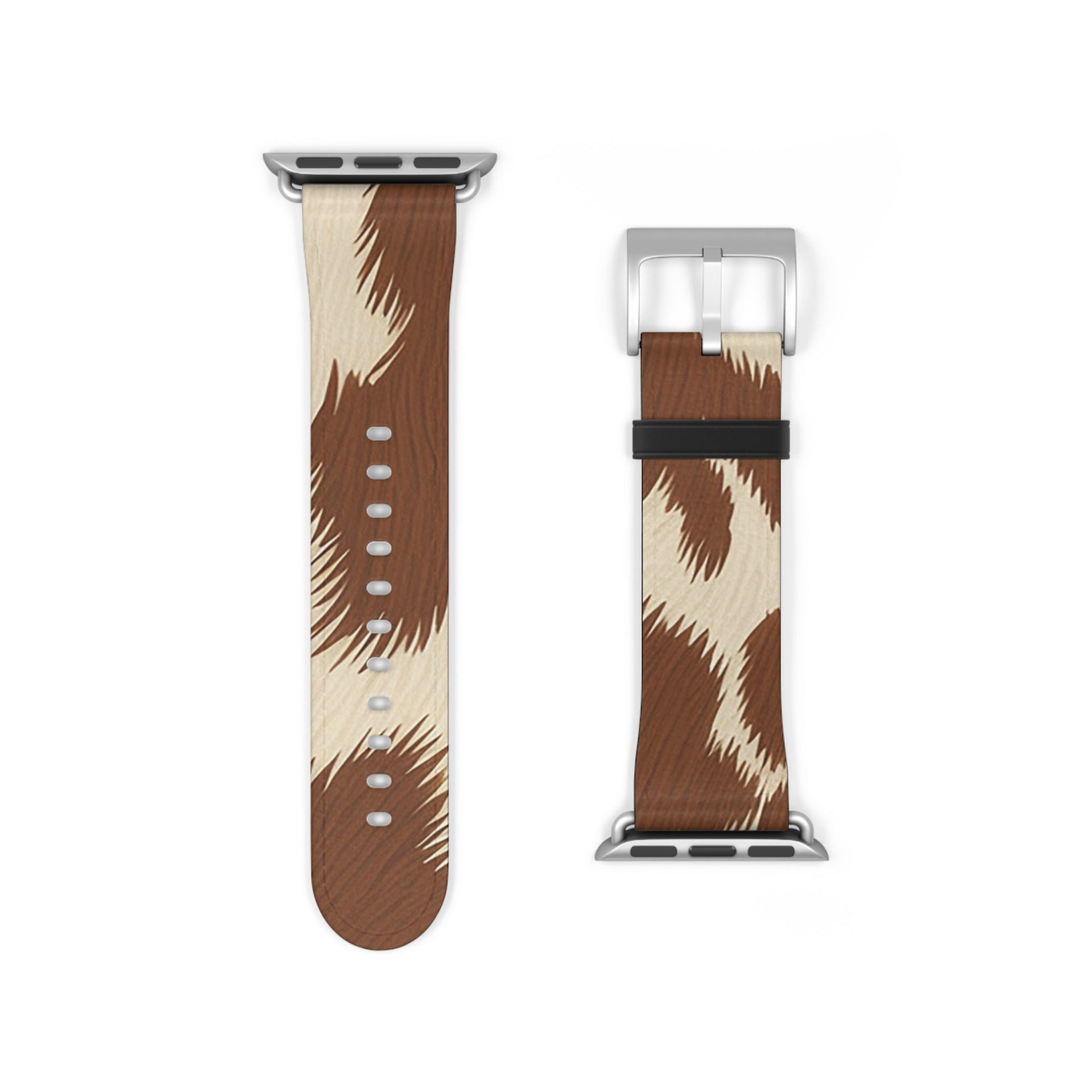 Brown and Beige Patterned Faux Leather Apple Watch Strap, Artsulli - Art is Long, Life is Short, Accessories, , , , , , , 