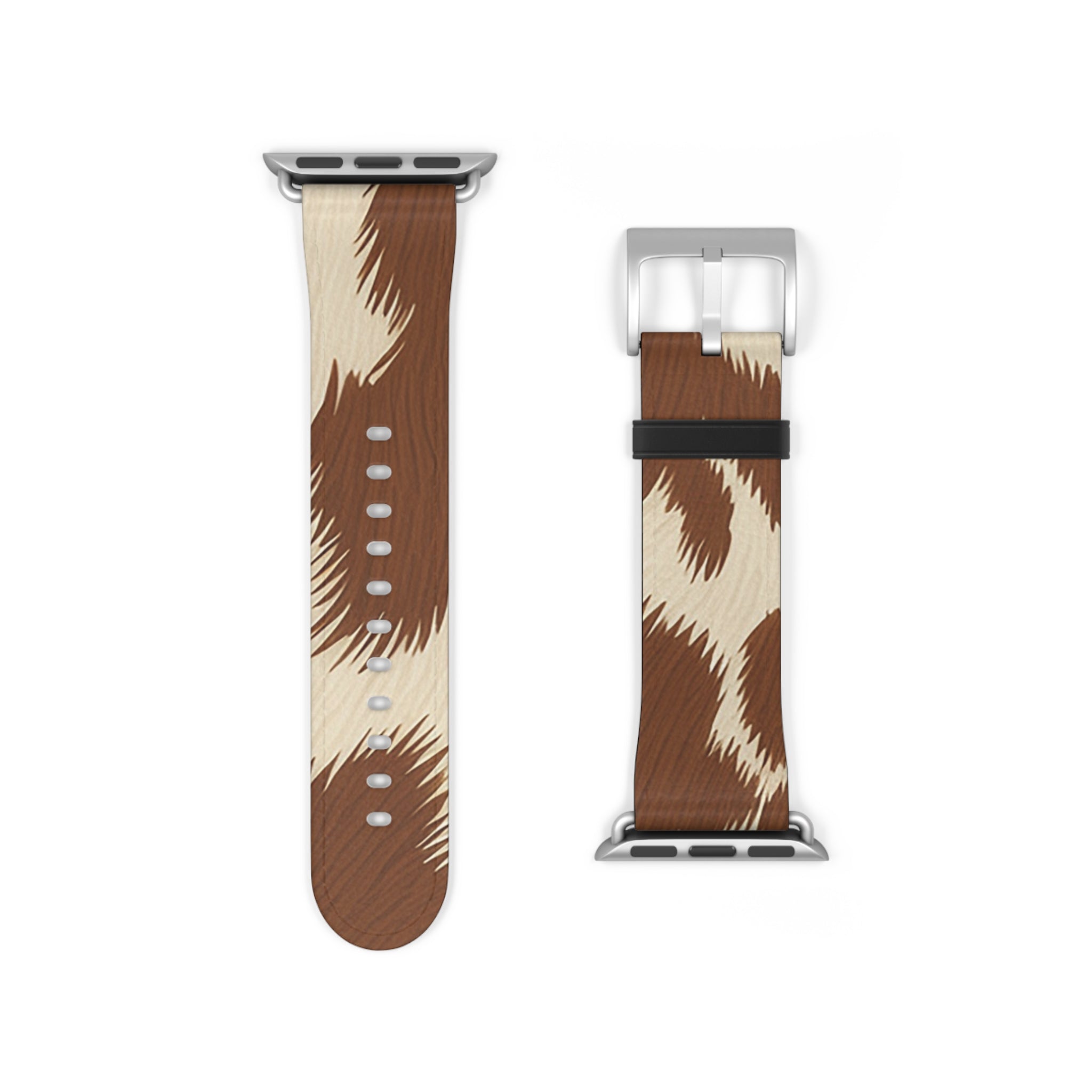 Brown and Beige Patterned Faux Leather Apple Watch Strap, Artsulli - Art is Long, Life is Short, Accessories, , , , , , , 