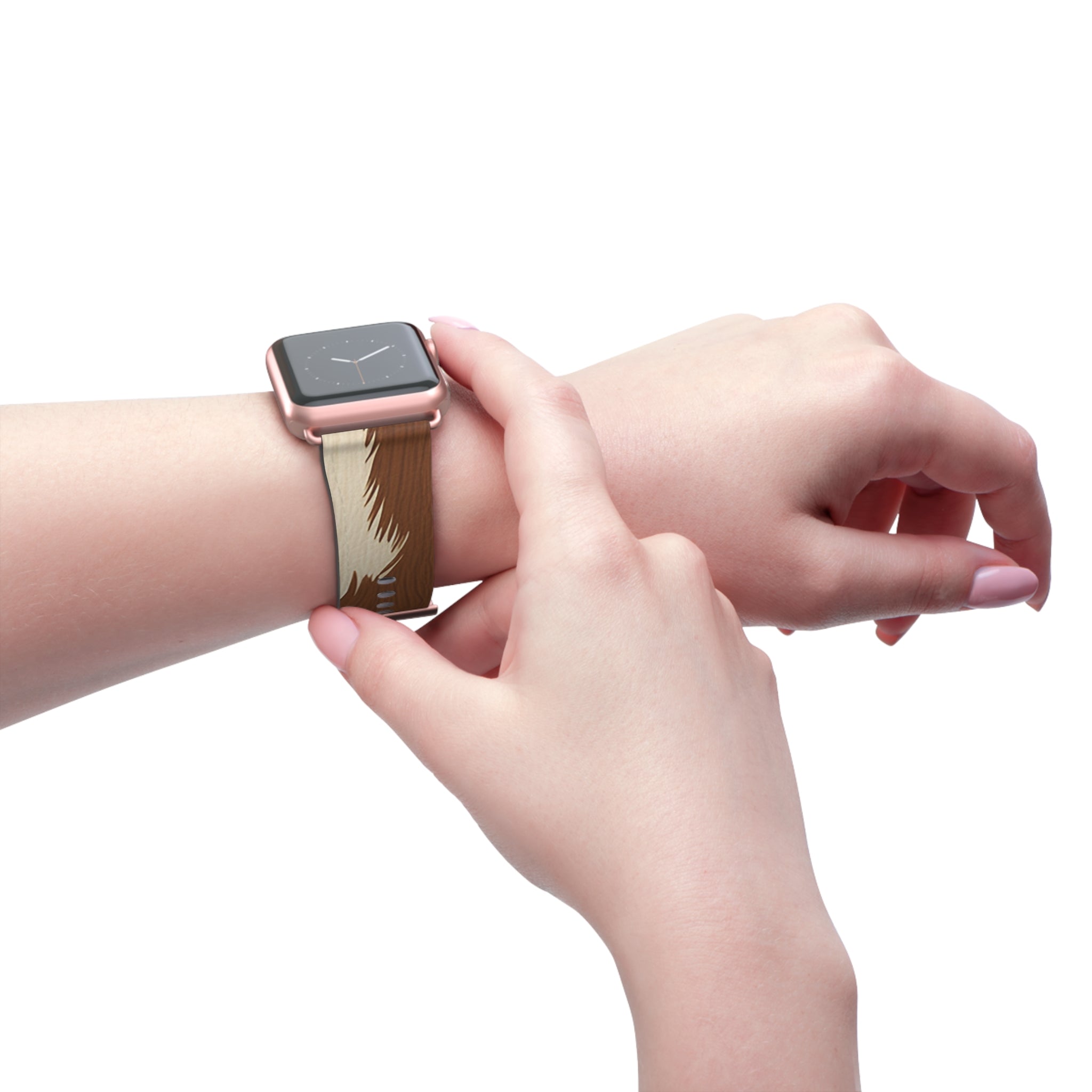 Brown and Beige Patterned Faux Leather Apple Watch Strap, Artsulli - Art is Long, Life is Short, Accessories, , , , , , , 