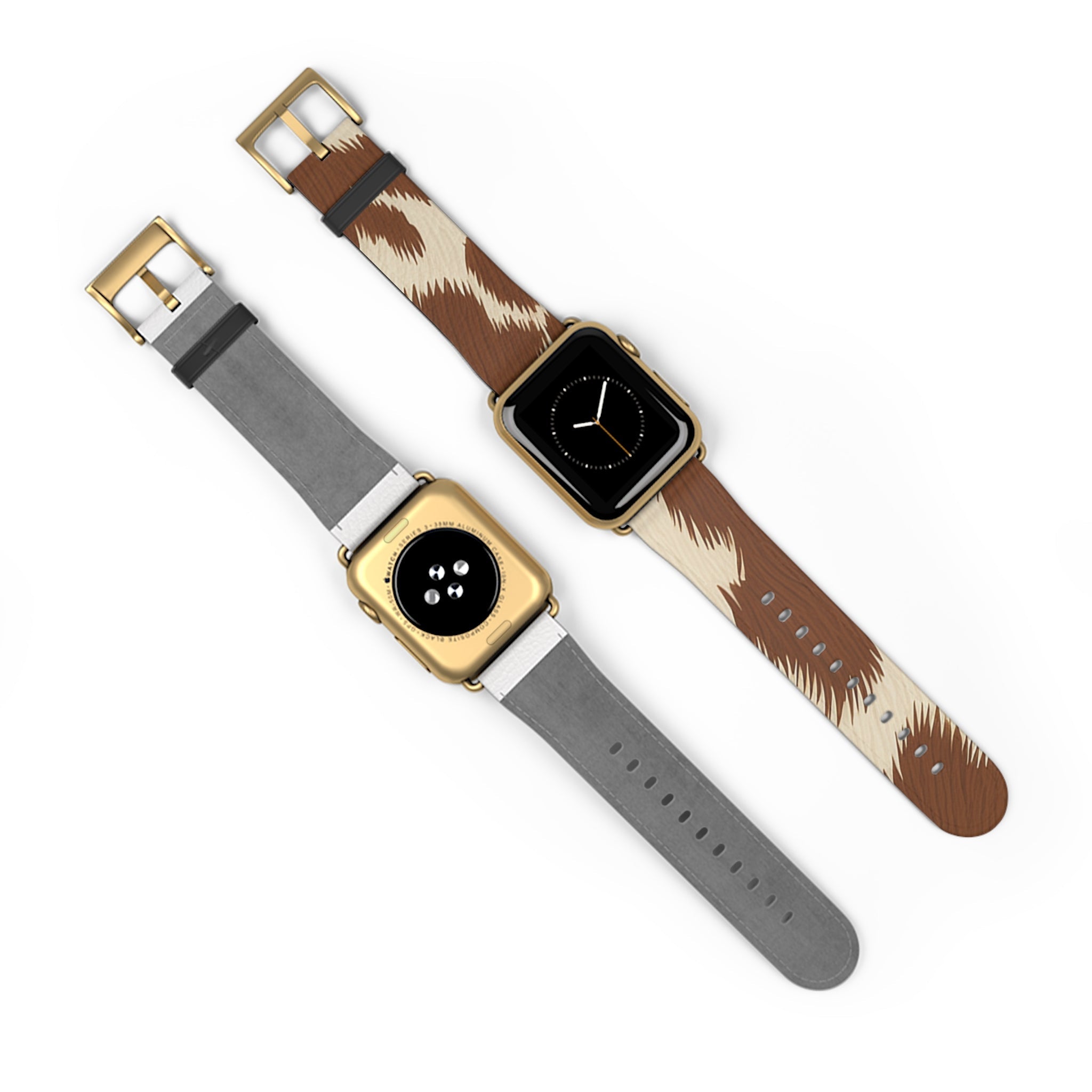Brown and Beige Patterned Faux Leather Apple Watch Strap, Artsulli - Art is Long, Life is Short, Accessories, , , , , , , 