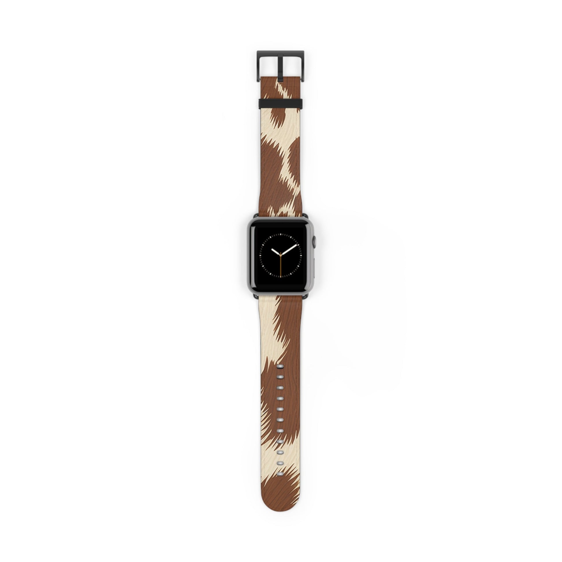 Brown and Beige Patterned Faux Leather Apple Watch Strap, Artsulli - Art is Long, Life is Short, Accessories, Size, 42 - 45 mm, Color, Black Matte, , , 66649963740731425642