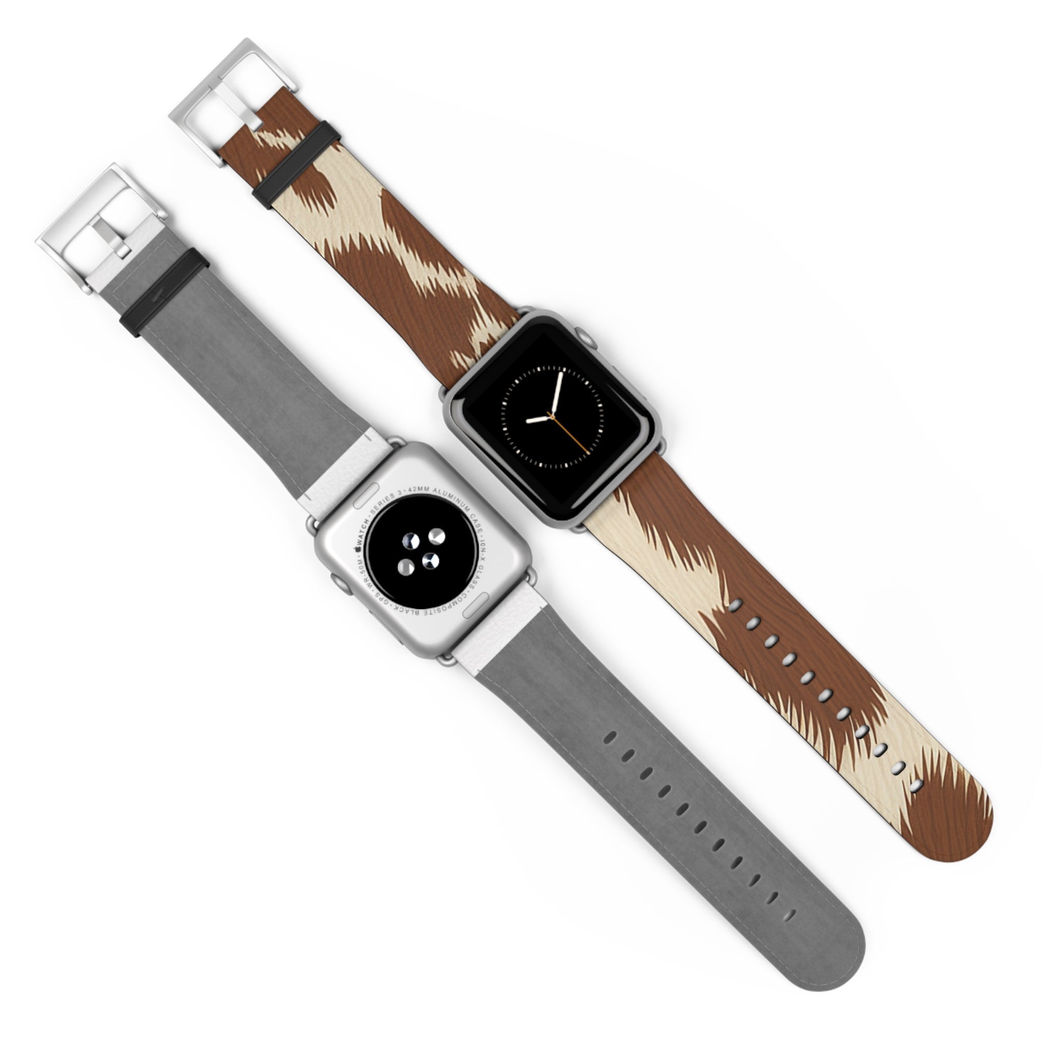 Brown and Beige Patterned Faux Leather Apple Watch Strap, Artsulli - Art is Long, Life is Short, Accessories, , , , , , , 