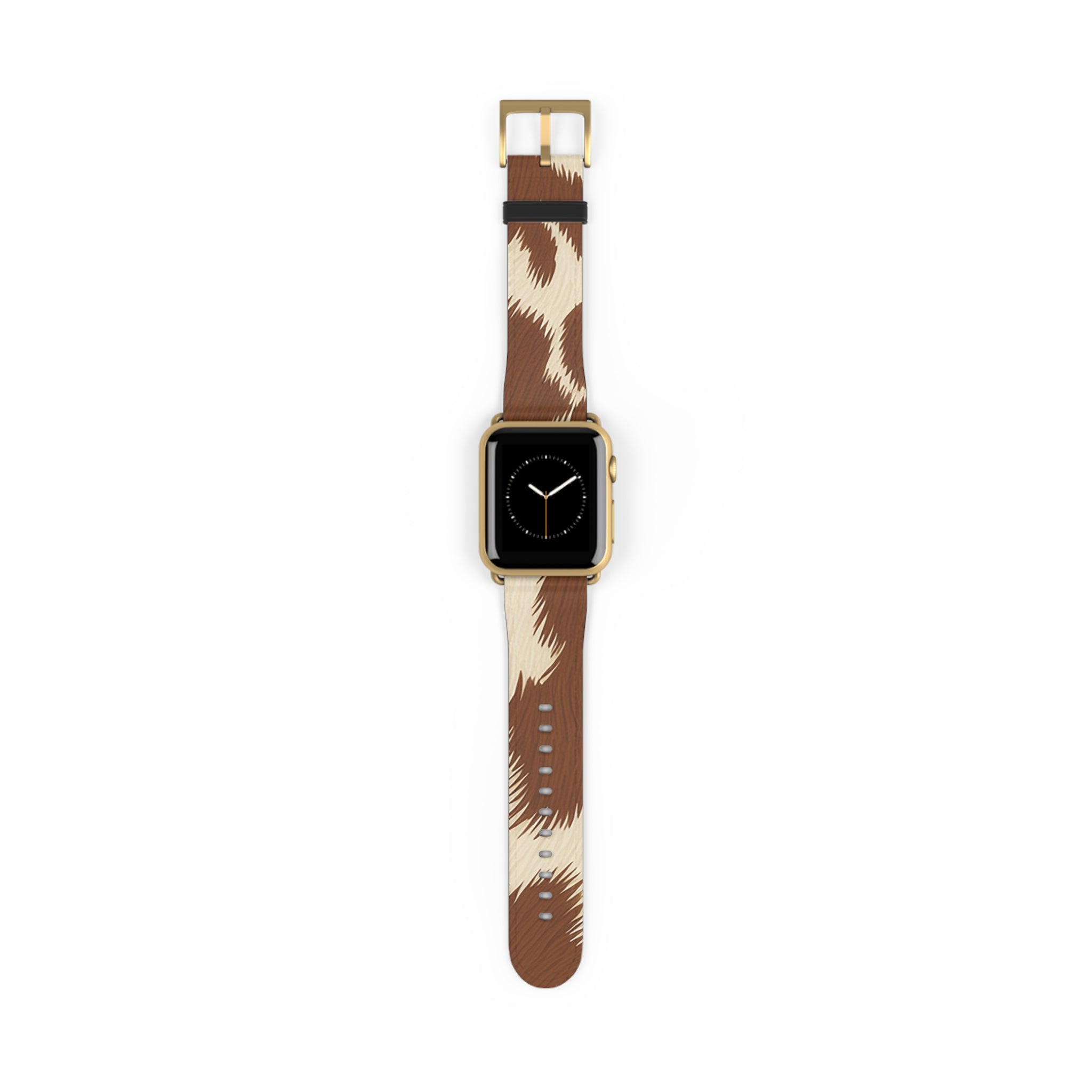 Brown and Beige Patterned Faux Leather Apple Watch Strap, Artsulli - Art is Long, Life is Short, Accessories, Size, 38 - 41 mm, Color, Gold Matte, , , 25956976258399662186