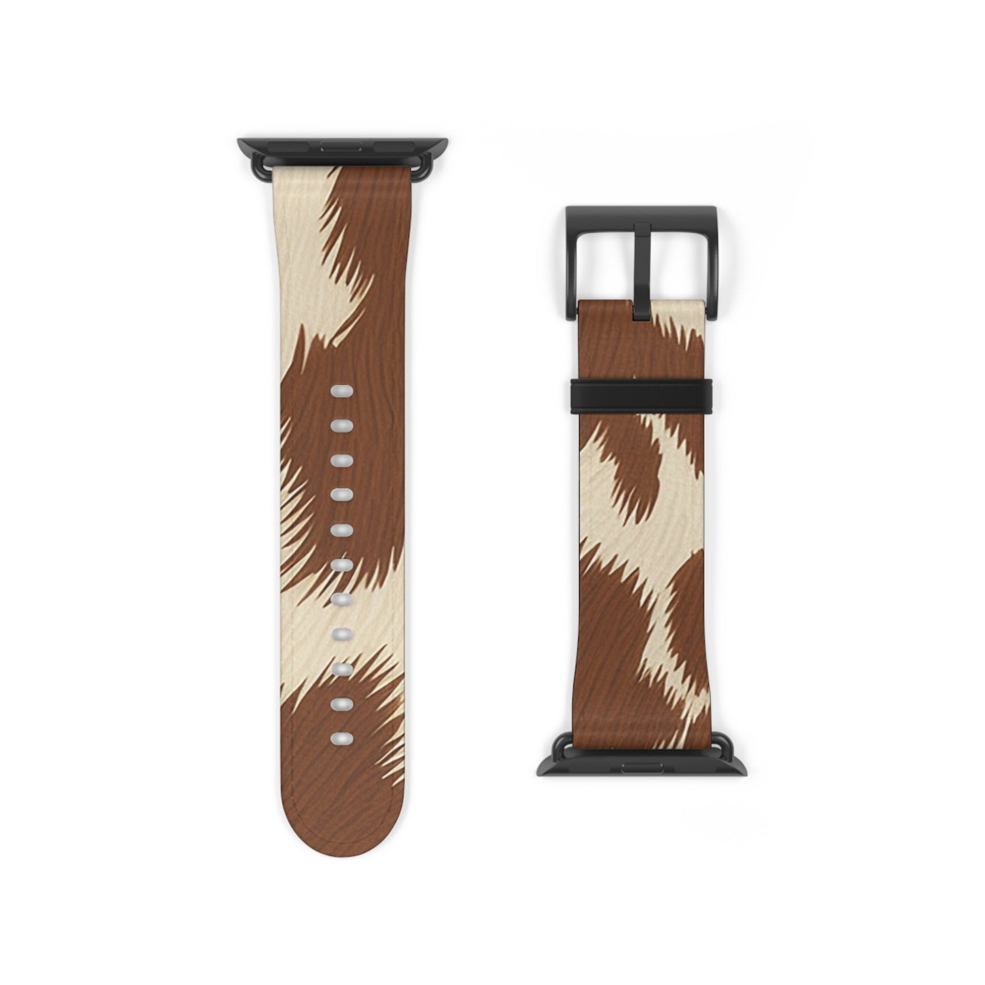 Brown and Beige Patterned Faux Leather Apple Watch Strap, Artsulli - Art is Long, Life is Short, Accessories, , , , , , , 