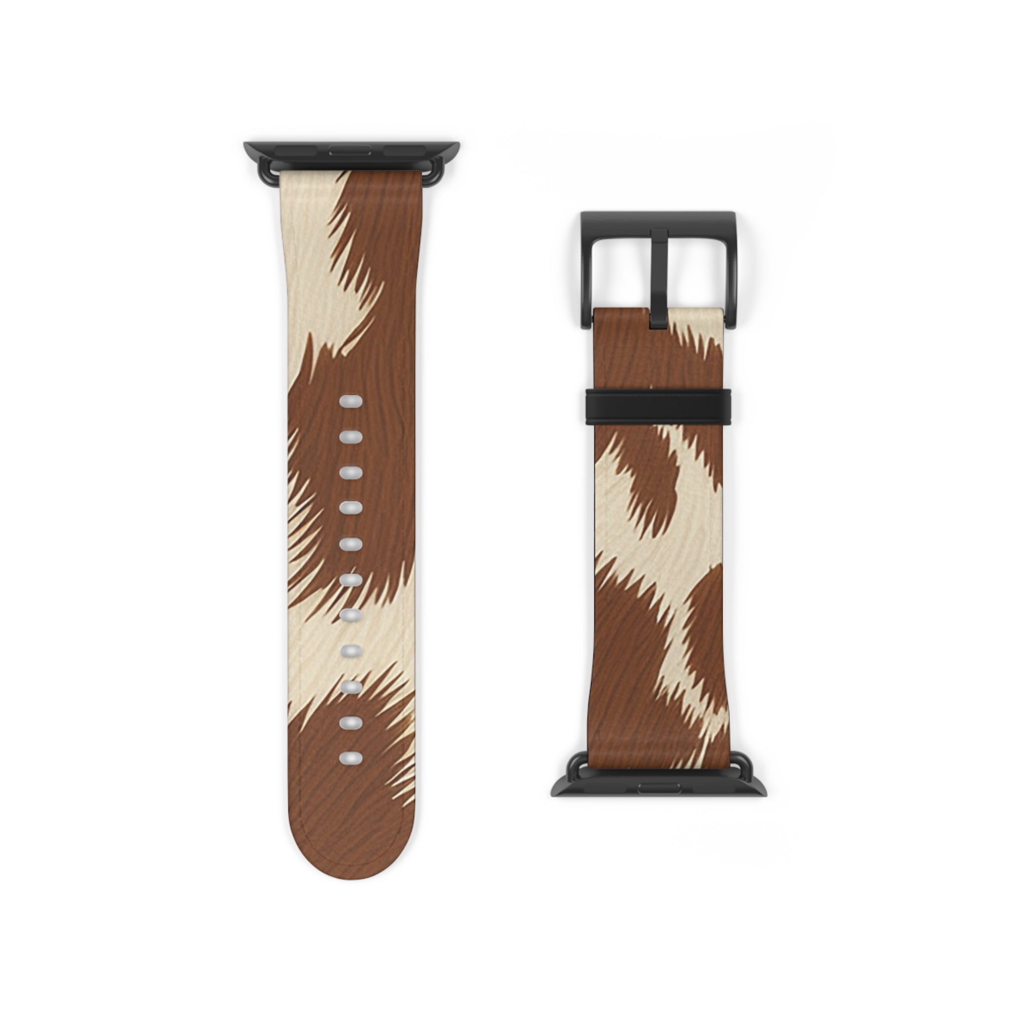 Brown and Beige Patterned Faux Leather Apple Watch Strap, Artsulli - Art is Long, Life is Short, Accessories, , , , , , , 