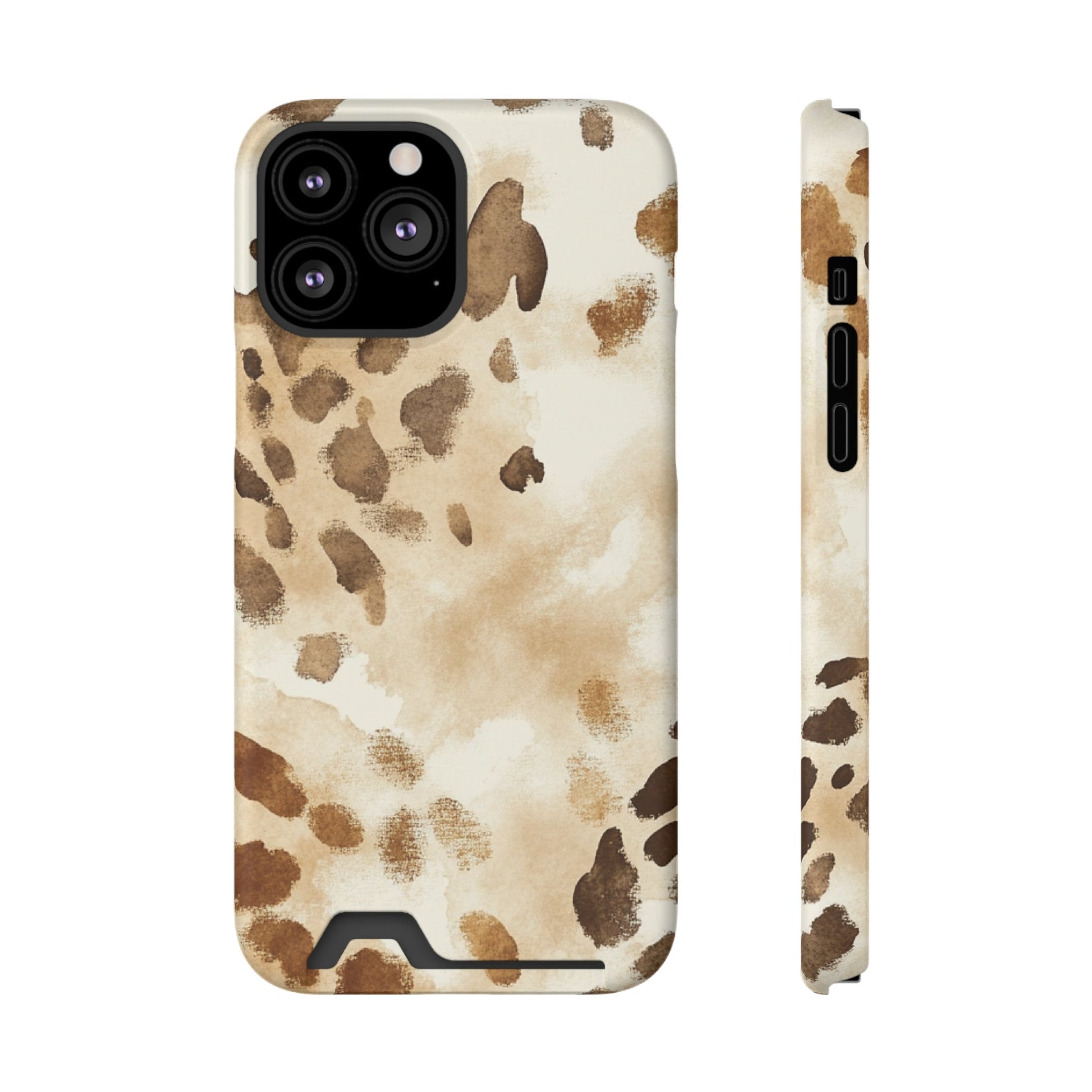 Brown and Beige Watercolor Cardholder Case, Artsulli - Art is Long, Life is Short, Phone Case, Size, iPhone 13 Pro Max, Surface, Matte, Shape, With gift packaging, 22752585986873349152