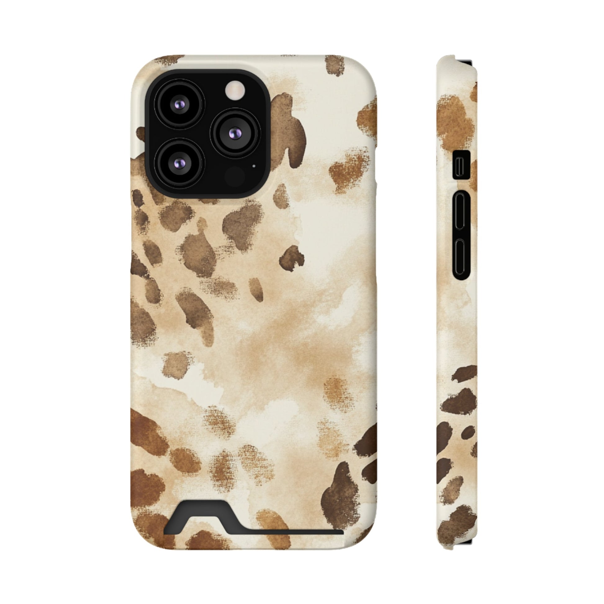 Brown and Beige Watercolor Cardholder Case, Artsulli - Art is Long, Life is Short, Phone Case, Size, iPhone 13 Pro, Surface, Matte, Shape, Without gift packaging, 17528360597931249438