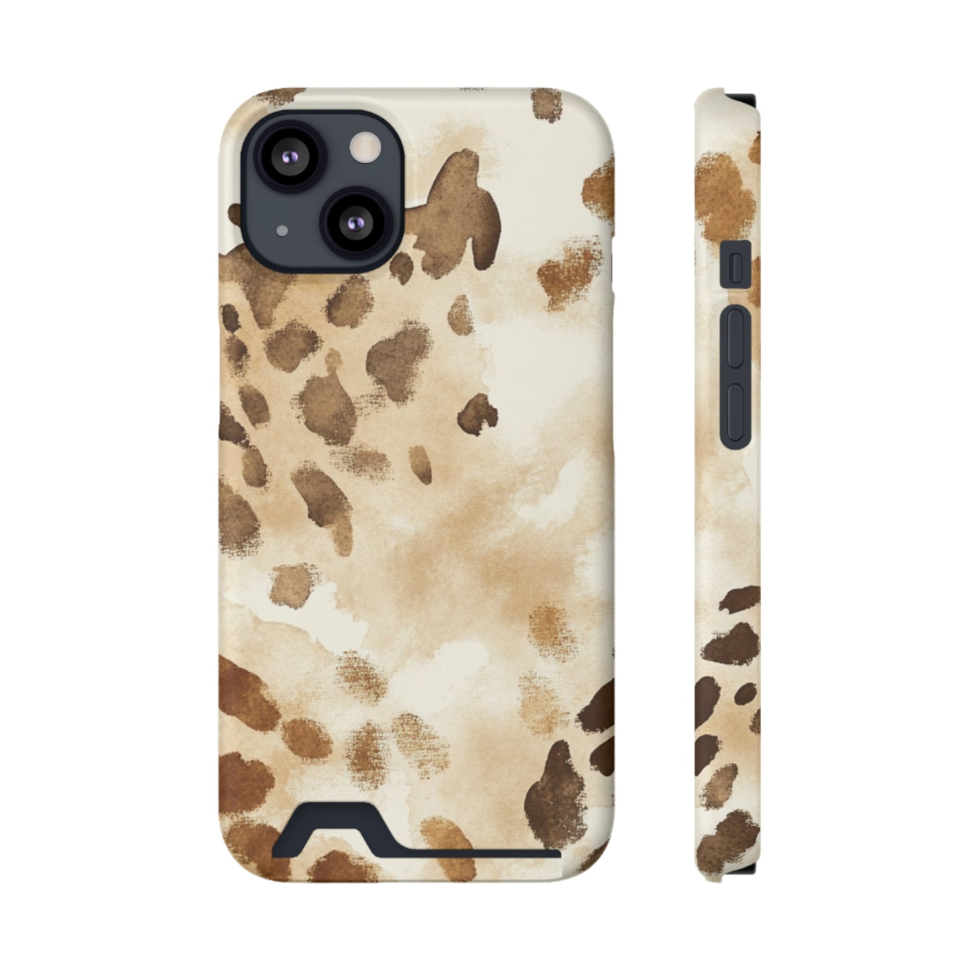 Brown and Beige Watercolor Cardholder Case, Artsulli - Art is Long, Life is Short, Phone Case, Size, iPhone 13, Surface, Matte, Shape, With gift packaging, 19209623348598592041