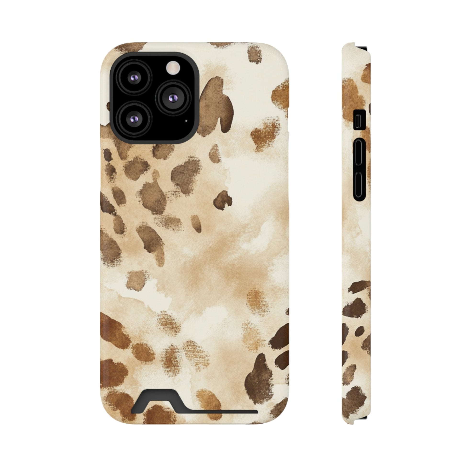 Brown and Beige Watercolor Cardholder Case, Artsulli - Art is Long, Life is Short, Phone Case, Size, iPhone 13 Pro Max, Surface, Glossy, Shape, Without gift packaging, 30222369285057325274