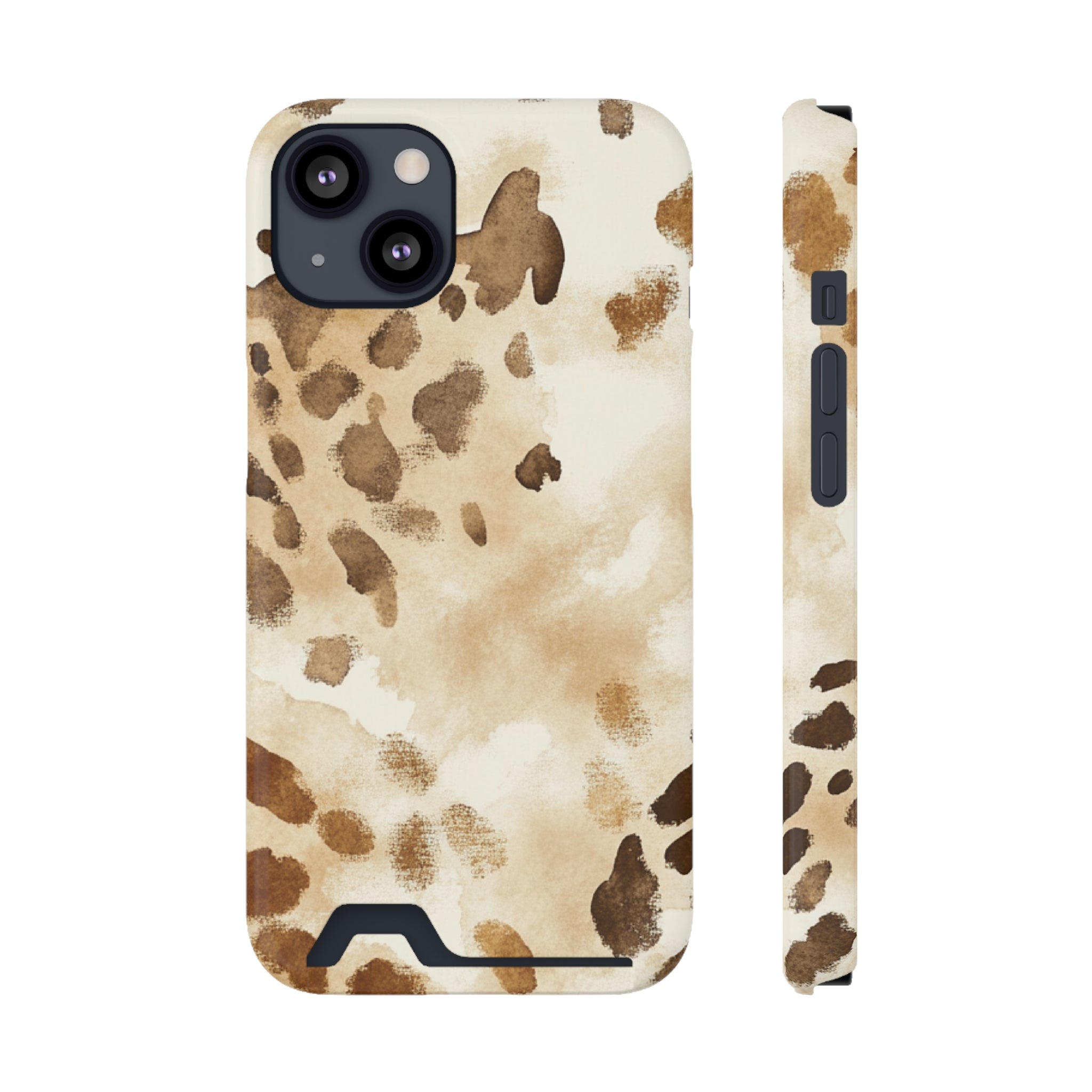 Brown and Beige Watercolor Cardholder Case, Artsulli - Art is Long, Life is Short, Phone Case, Size, iPhone 13, Surface, Glossy, Shape, With gift packaging, 26272873516688093101