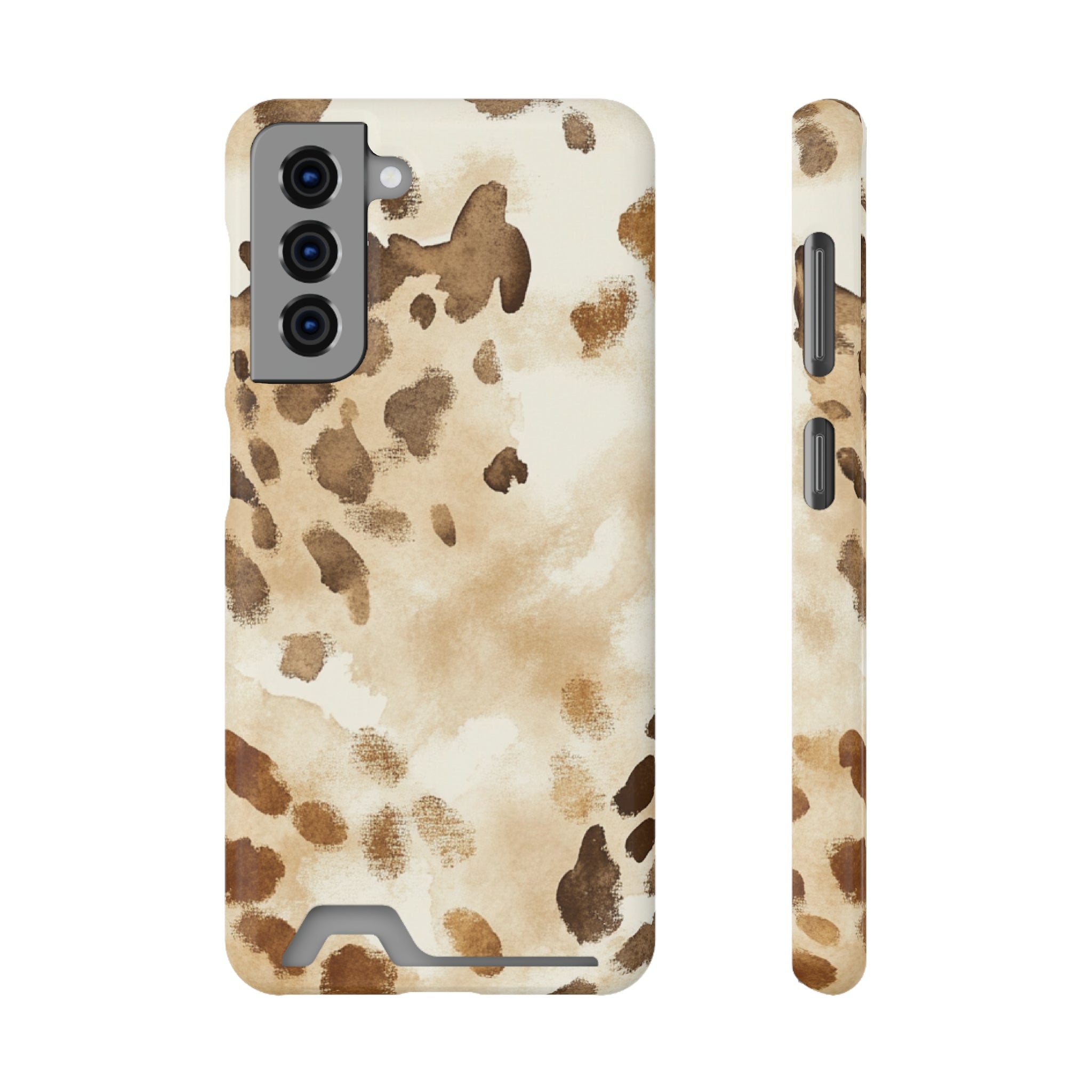 Brown and Beige Watercolor Cardholder Case, Artsulli - Art is Long, Life is Short, Phone Case, Size, Samsung Galaxy S21, Surface, Glossy, Shape, Without gift packaging, 23447023486799126233
